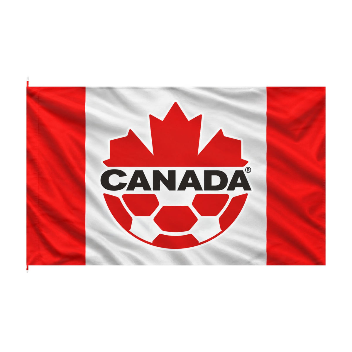 Canada Soccer Flag — Double-Sided Canadian Maple Leaf & Soccer Ball Banner