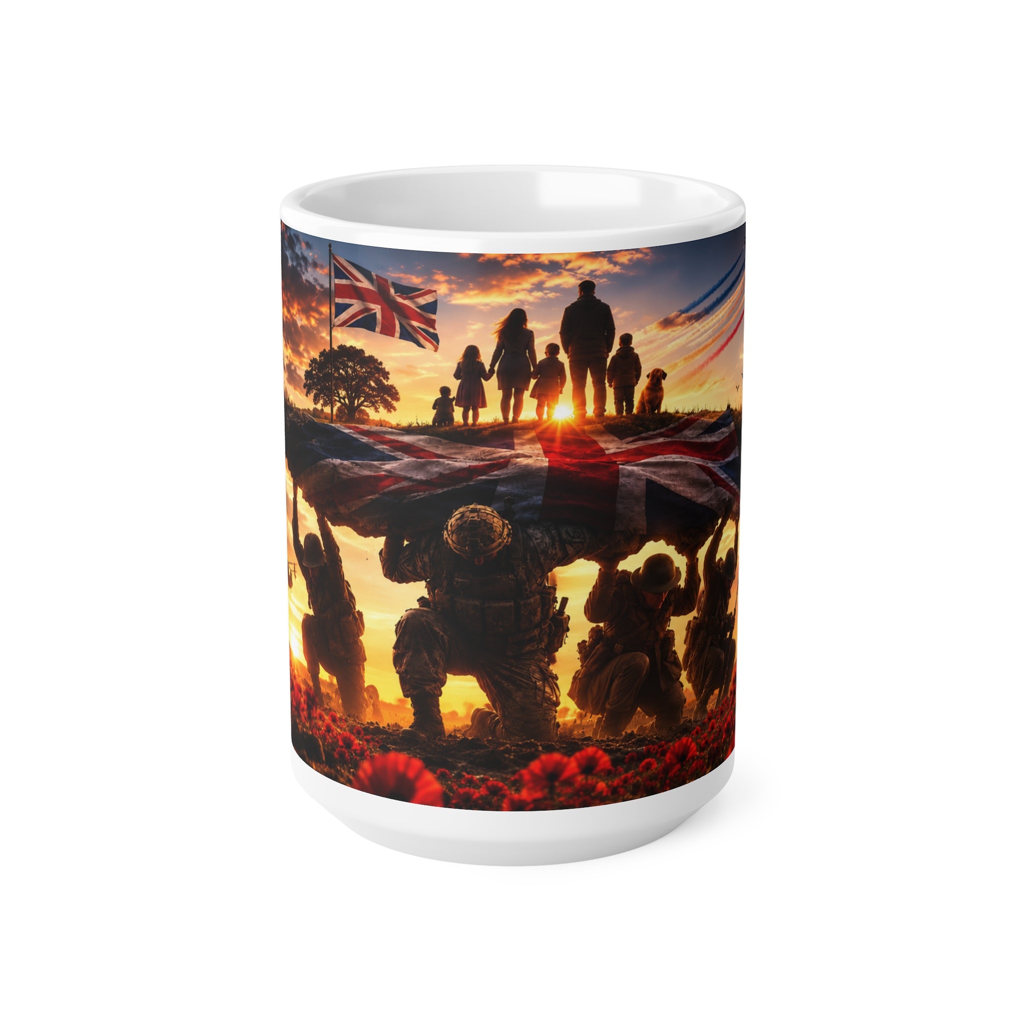 Veterans Remembrance Mug - Sunset Soldiers Poppy Tribute (11oz & 15oz)