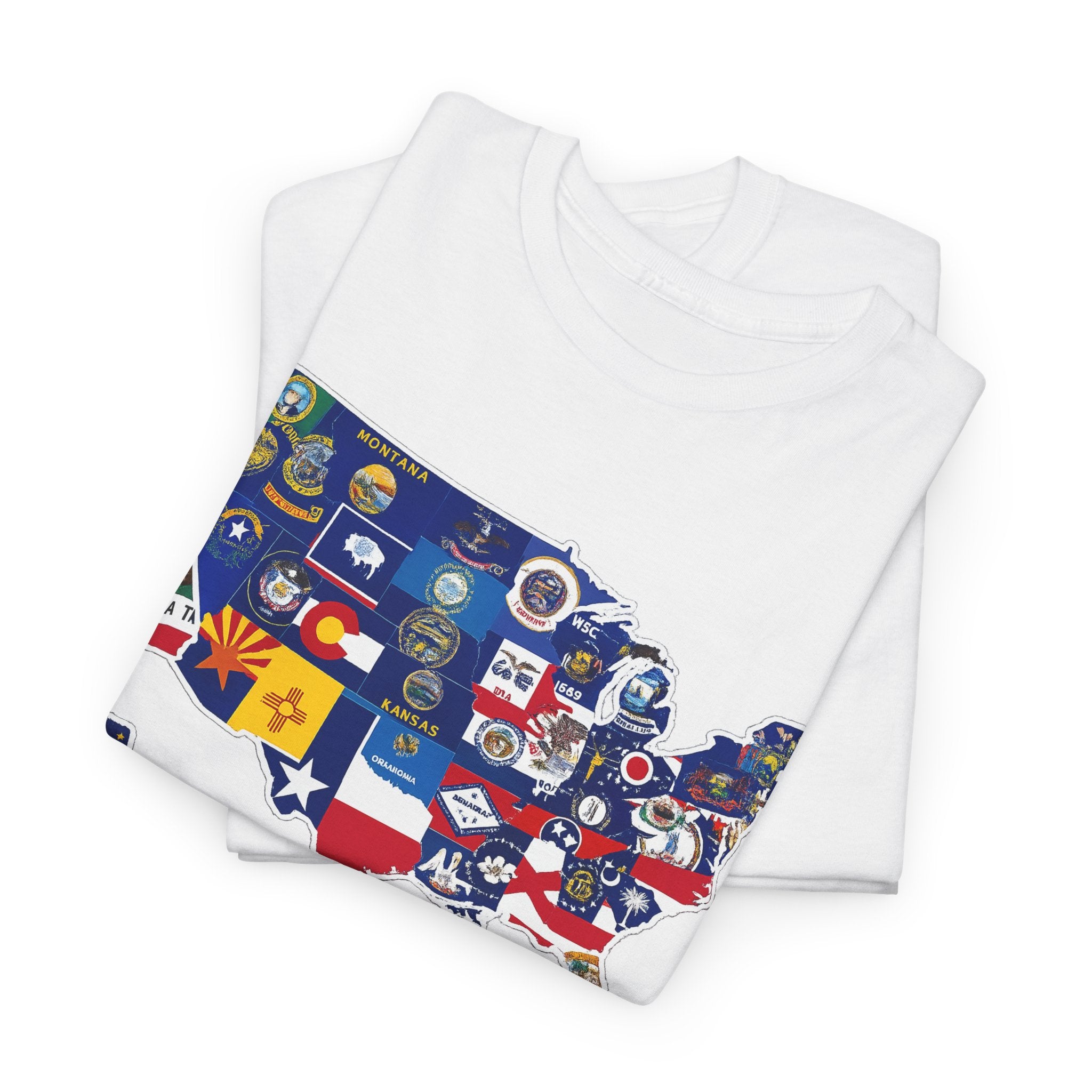 USA Map Flag T-Shirt — United States State Flag Map Tee