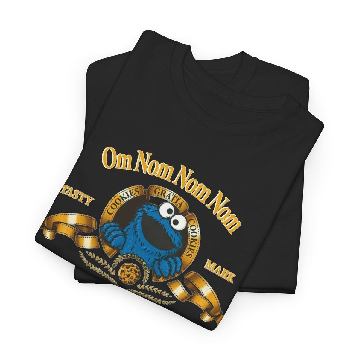 Cookie Monster "Om Nom Nom Nom" Vintage Badge Cotton T‑Shirt