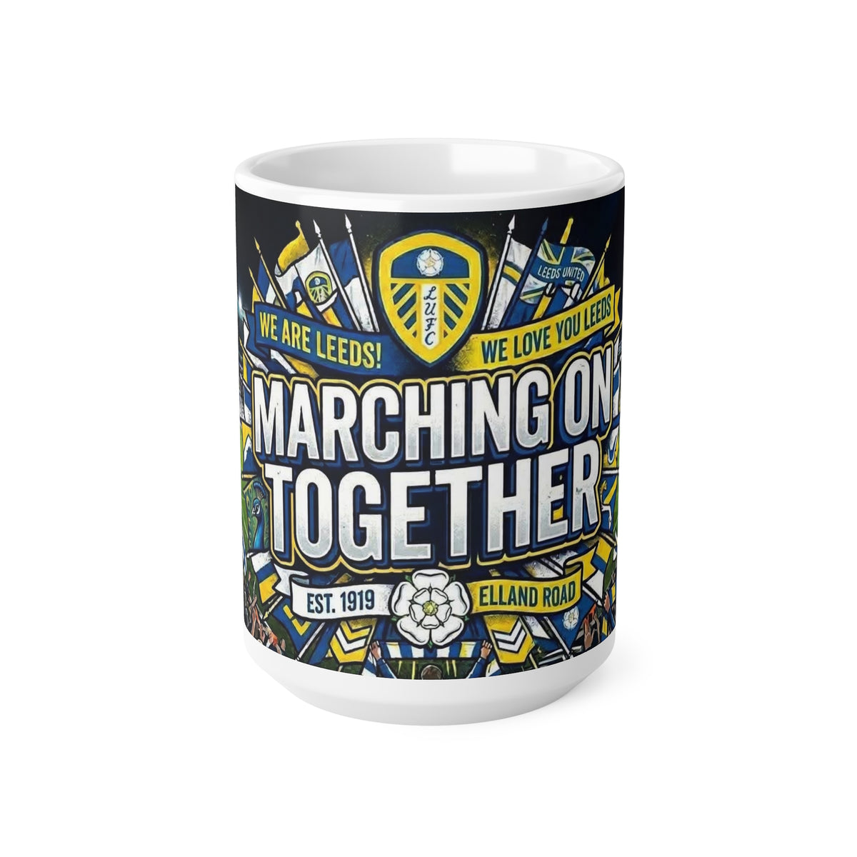 Leeds United 'Marching On Together' Ceramic Coffee Mug (11oz & 15oz)