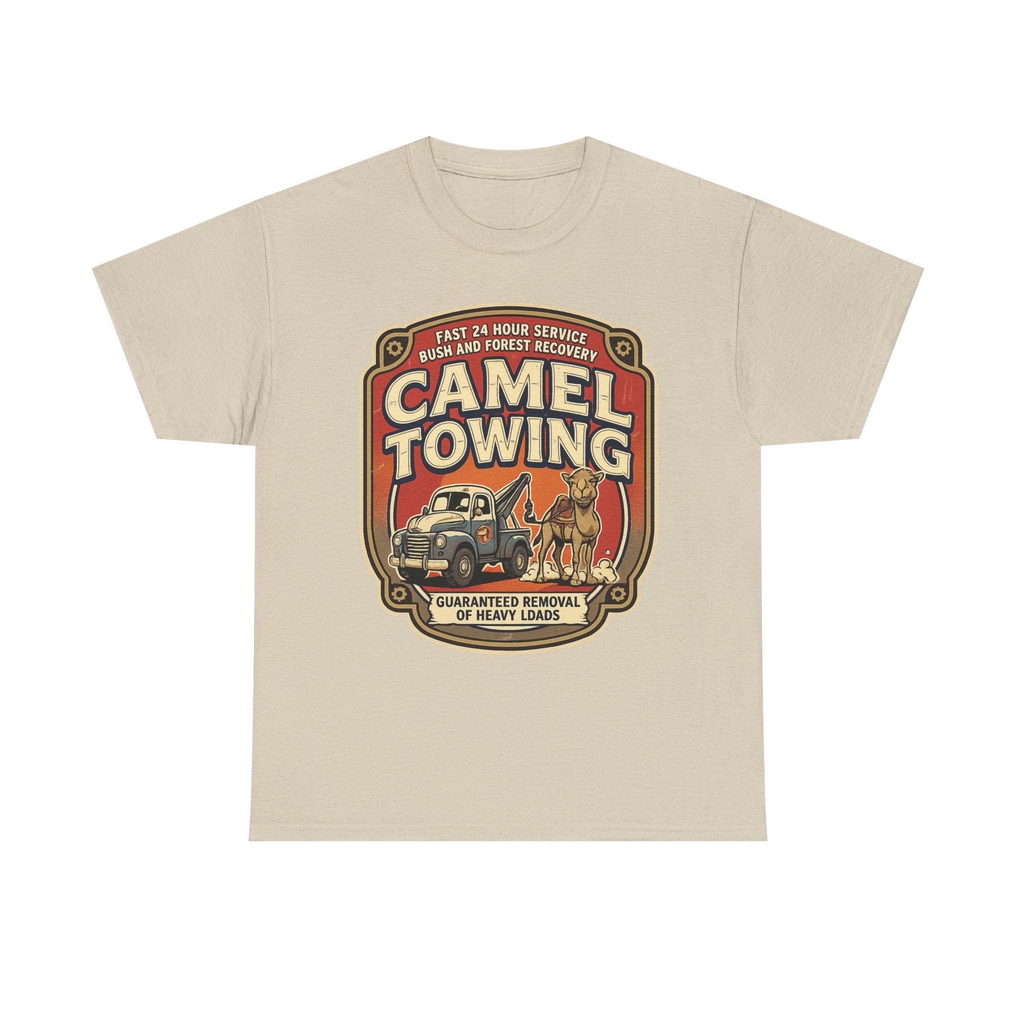 Camel Towing Tee — Vintage Desert Tow Truck Graphic T-Shirt