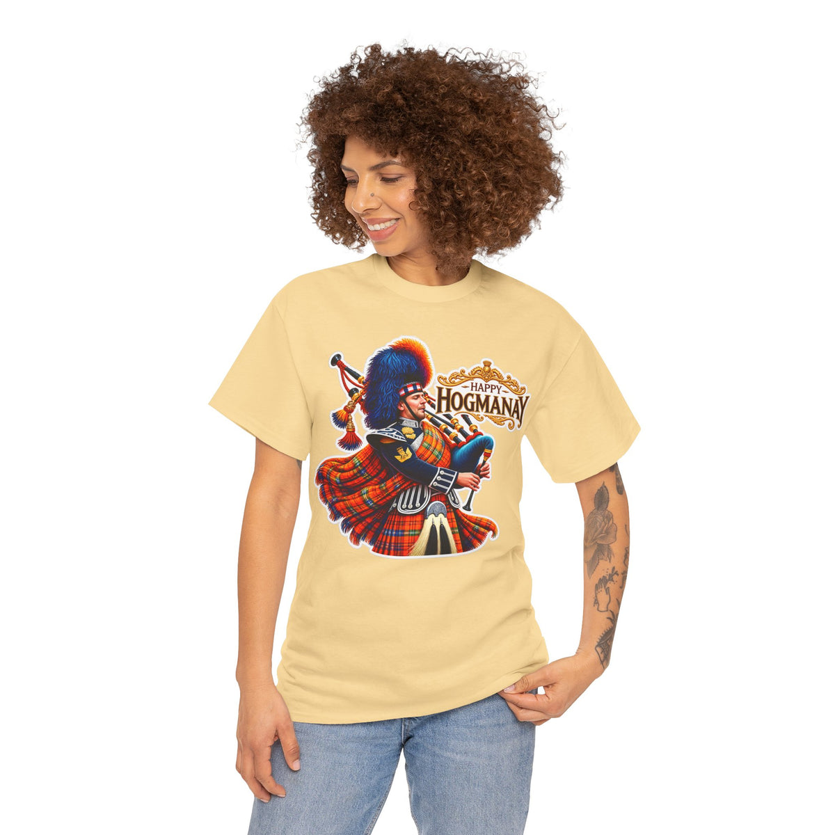 Hogmanay Bagpiper T‑Shirt — Happy Hogmanay Scottish New Year Tee