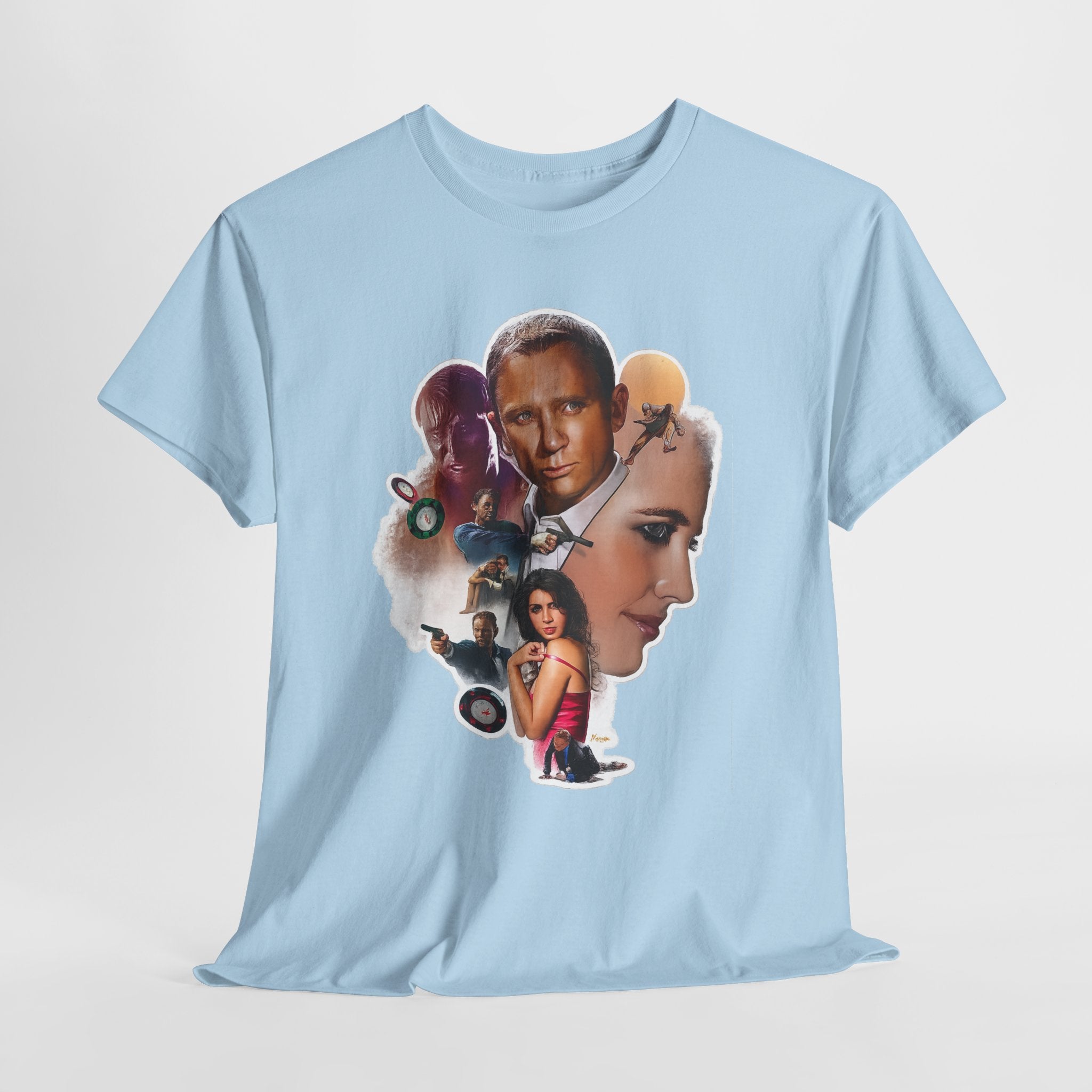 Jame Bond Movie Collage T‑Shirt — Vintage Film Noir Portrait Tee