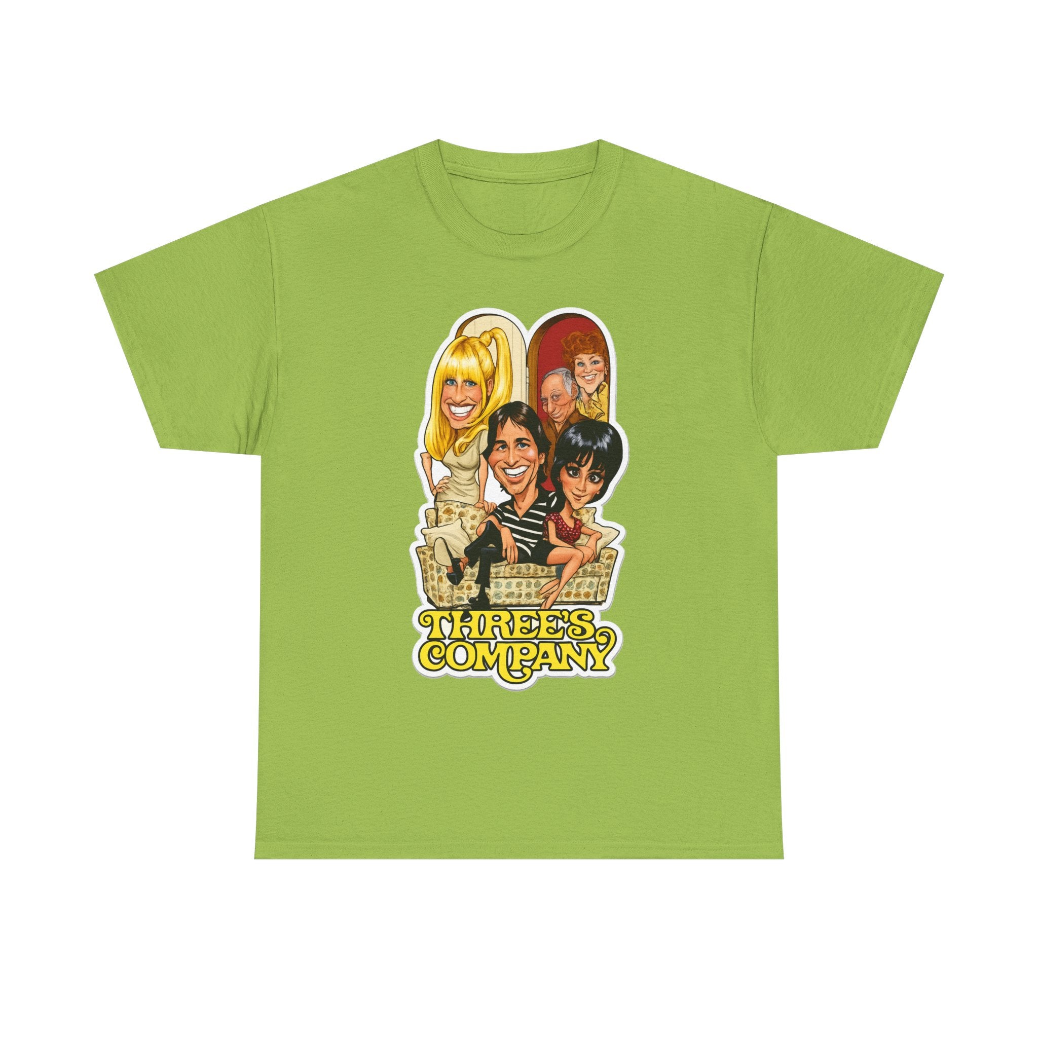 Three's Company Retro TV Tee — Vintage Sitcom Caricature T-Shirt
