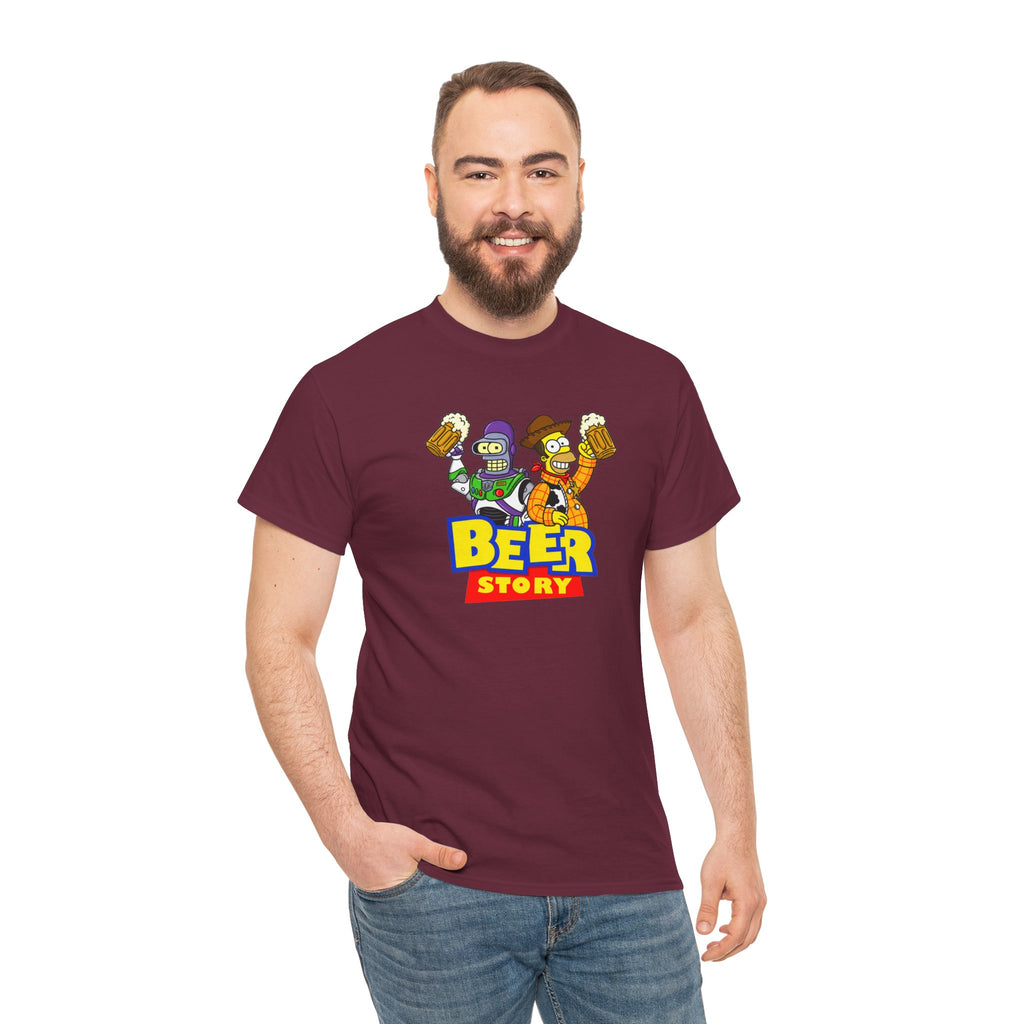 Beer Story T-Shirt — Funny Cartoon Beer Buddies Graphic Tee