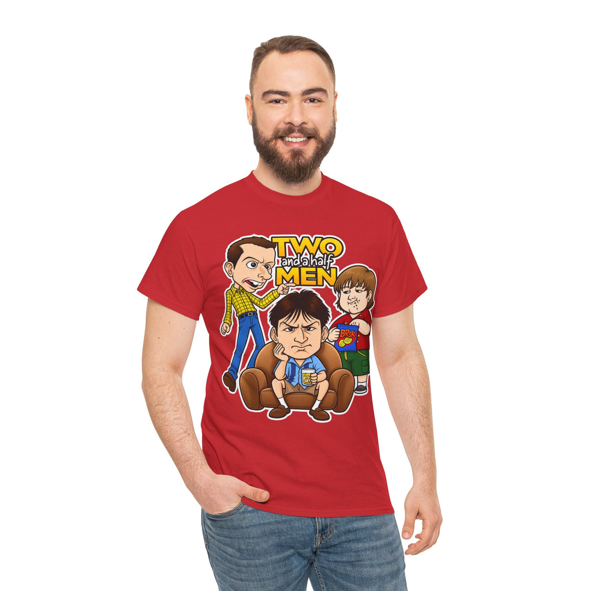 Two and a Half Men Inspired Cartoon Tee — Retro TV Comedy Graphic T-Shirt