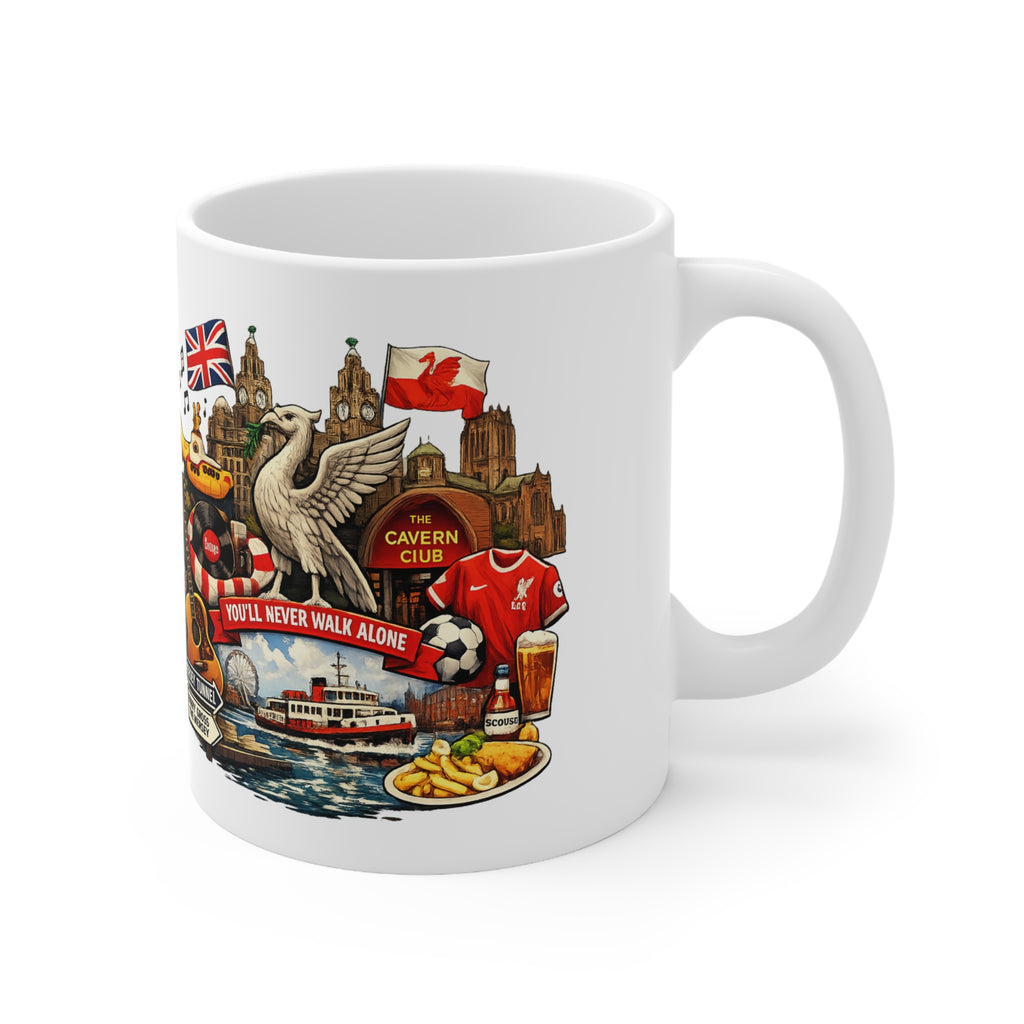 Liverpool Heritage Coffee Mug — "You'll Never Walk Alone" Illustrated Ceramic Cup (11oz/15oz)