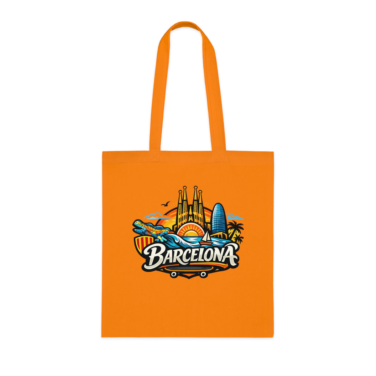 Barcelona Skyline Cotton Tote — Souvenir Travel Beach Bag