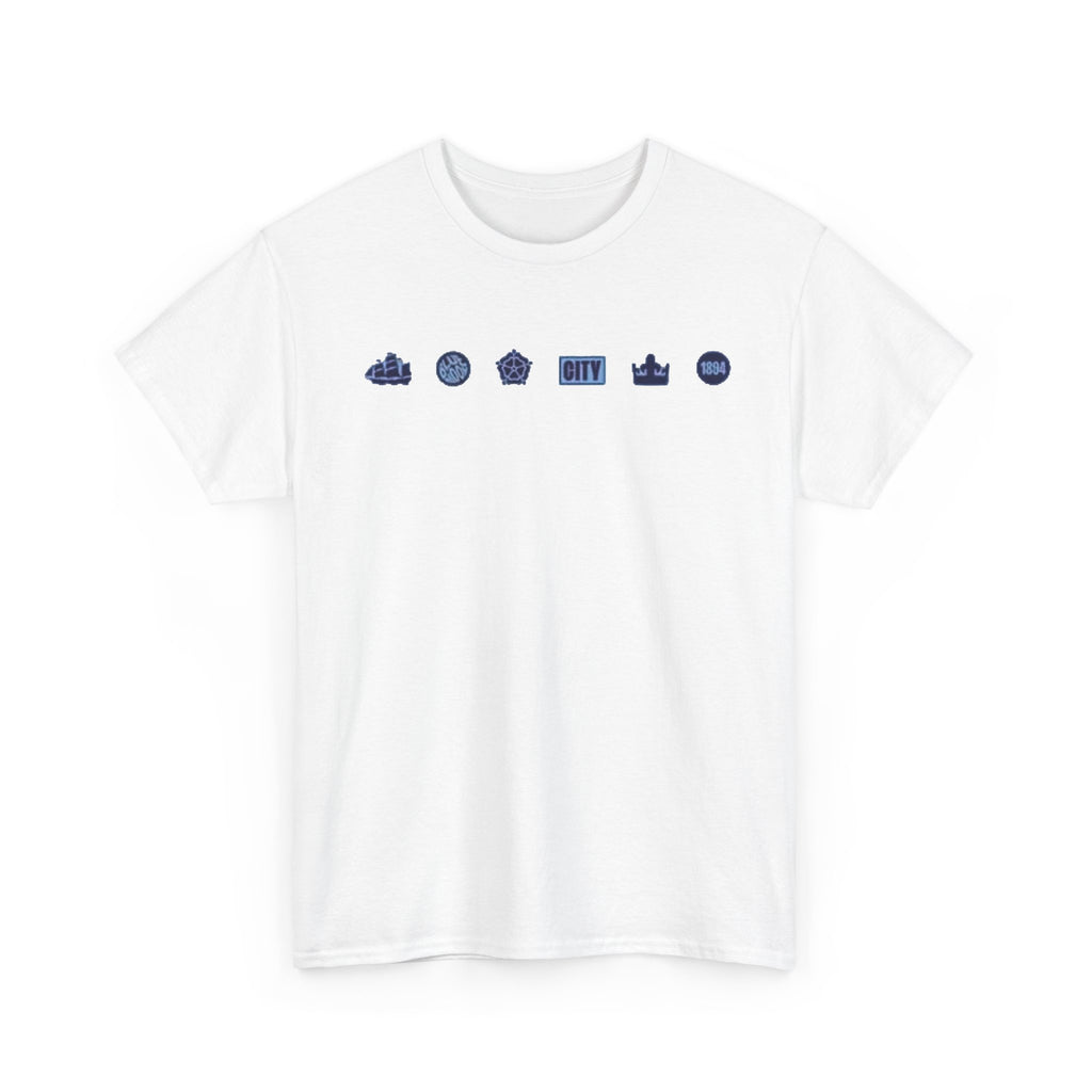 Manchester City Minimal City Icons Tee — Navy Skyline Icons Chest Print