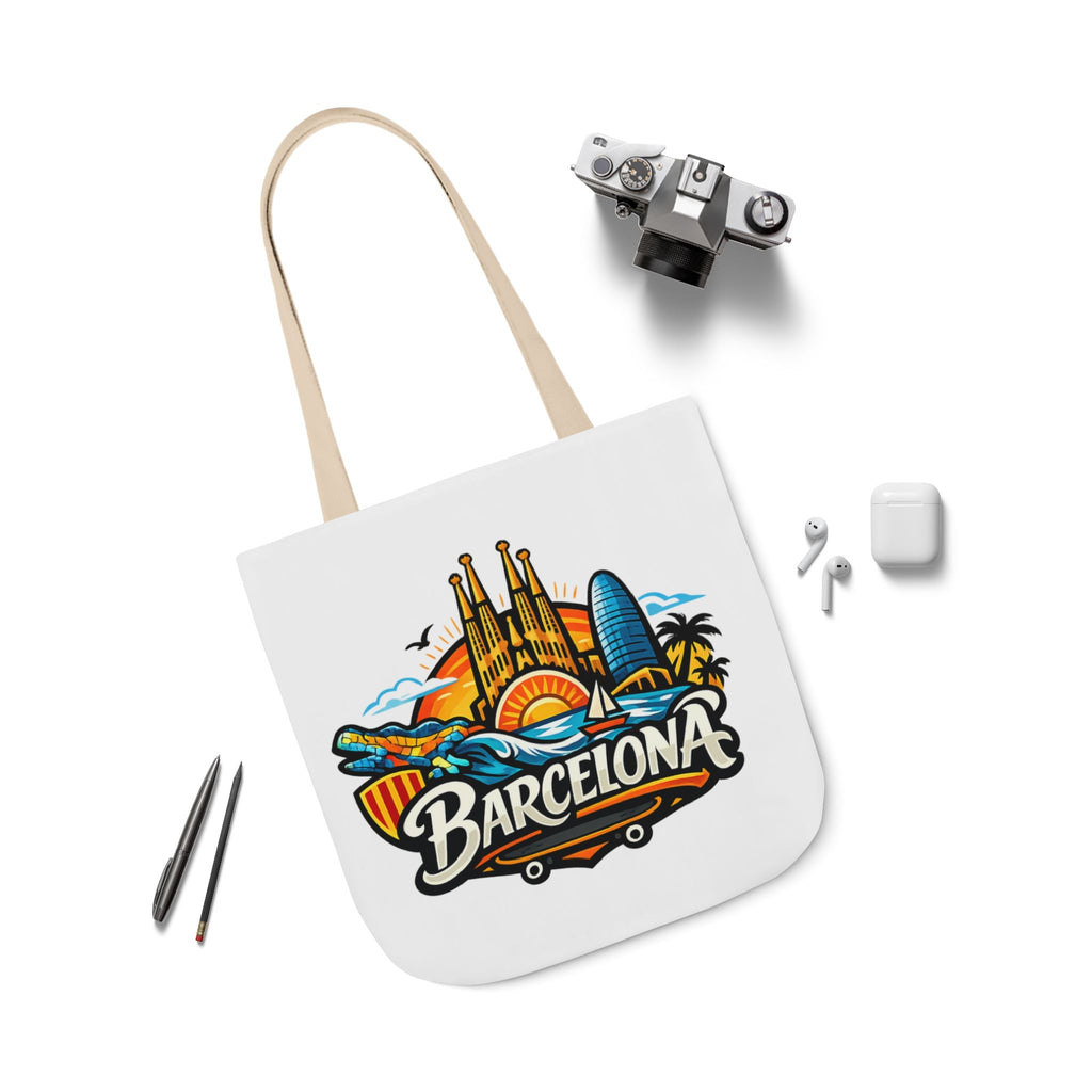 Barcelona Skyline Canvas Tote Bag — Colorful Travel Souvenir Tote