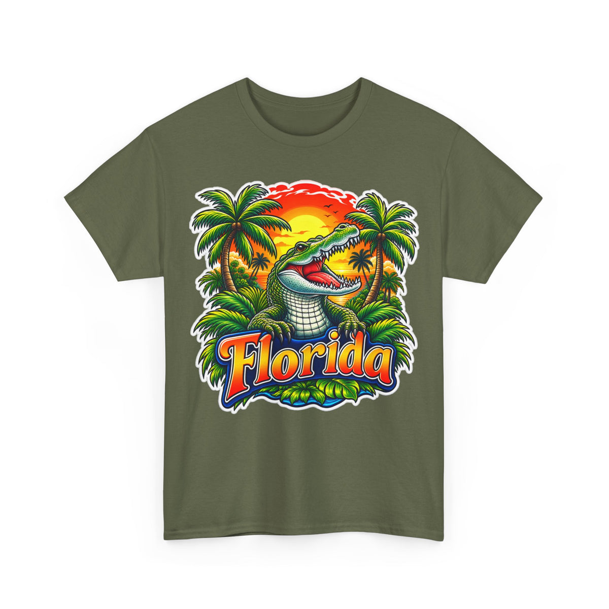 Florida Gator Sunset T-Shirt — Tropical Palm Beach Vacation Tee