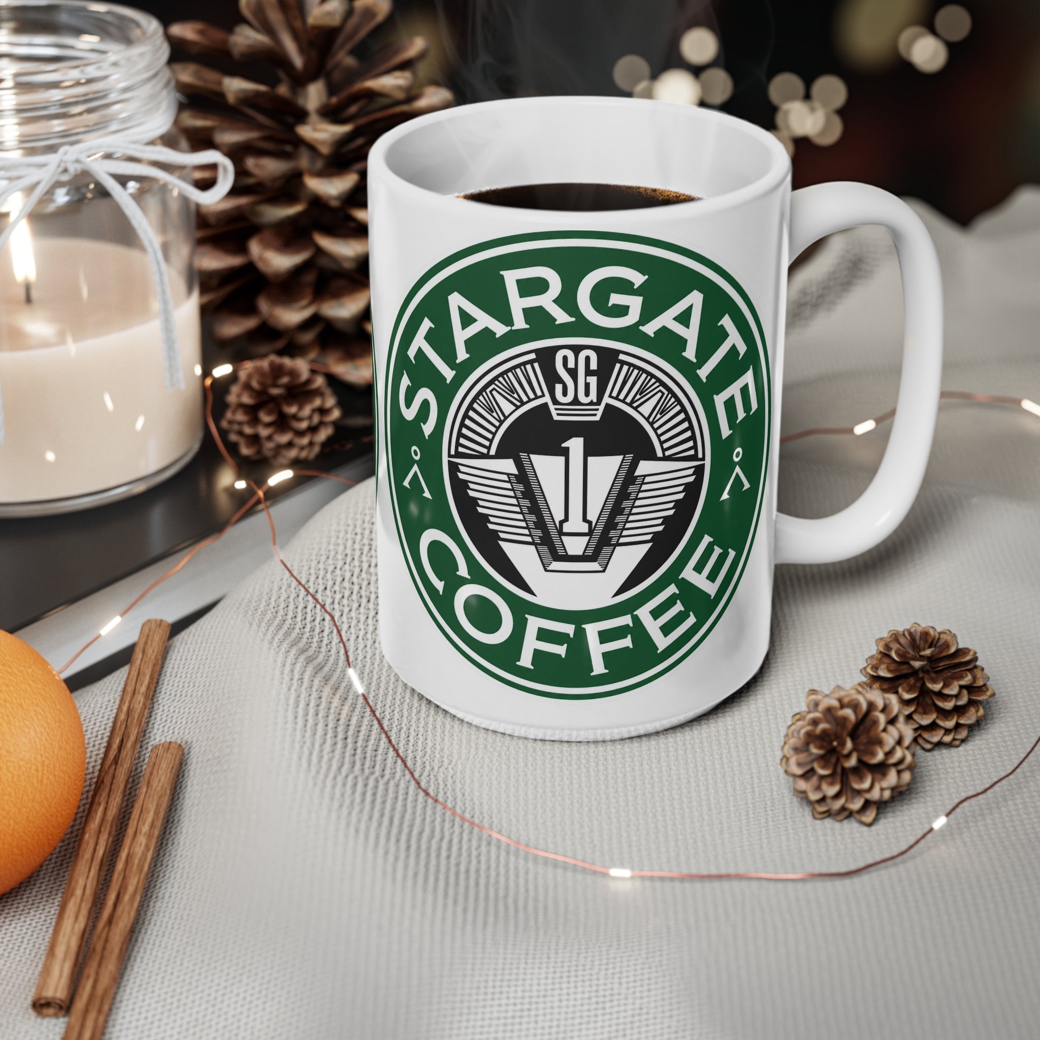 Stargate Coffee Ceramic Mug — 11oz & 15oz Branded Logo Coffee Cup