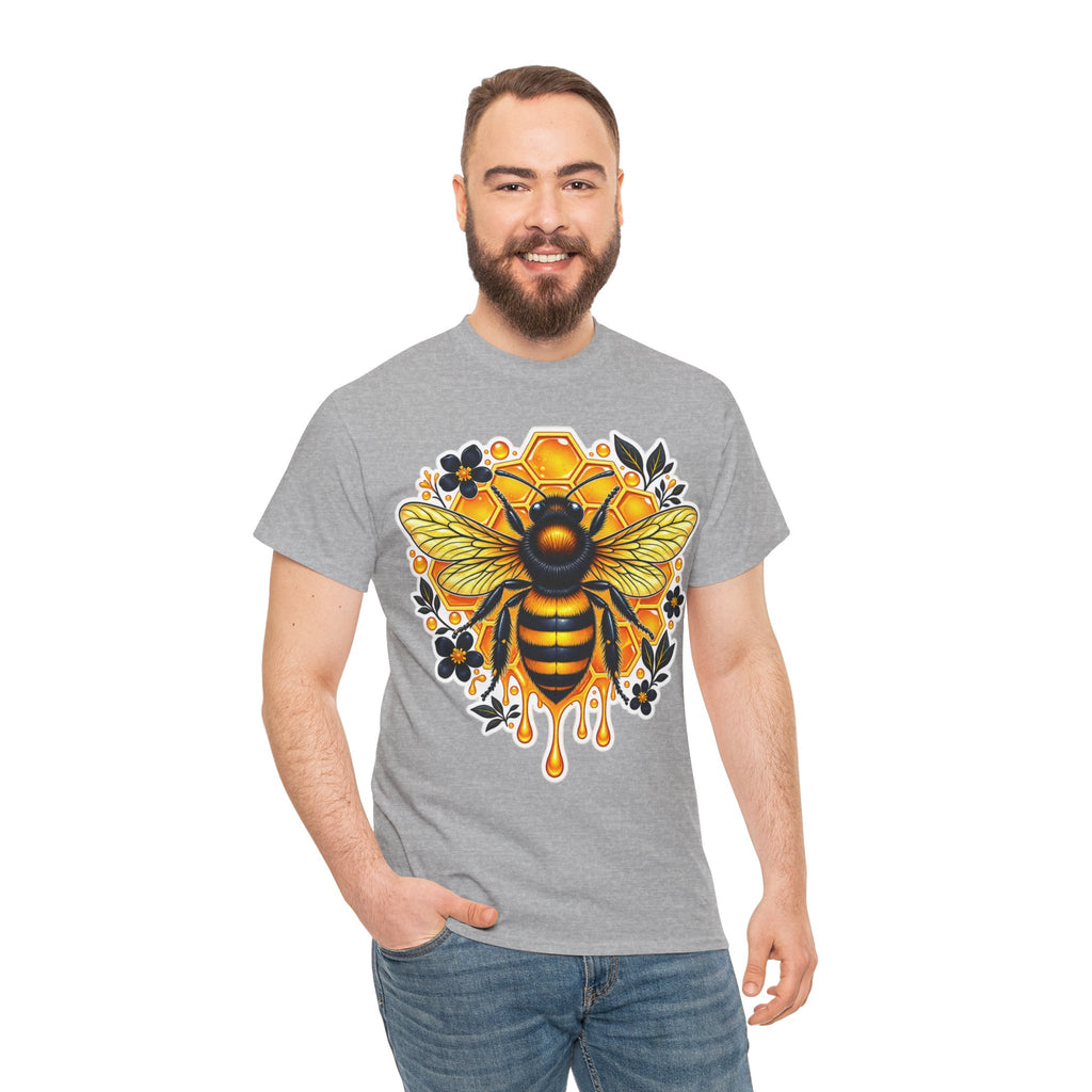 Manchester Bee Honeycomb T‑Shirt — Floral Dripping Honey Graphic Tee
