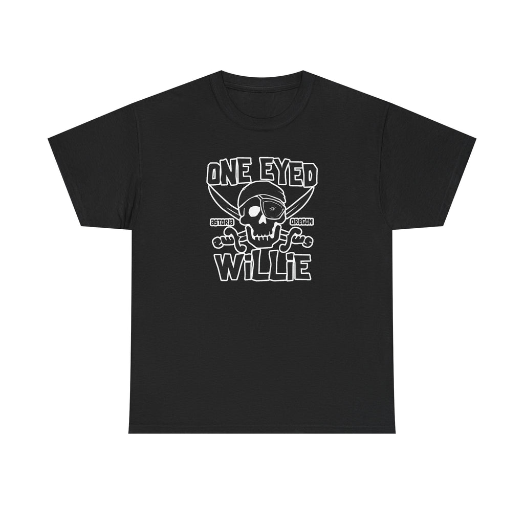 One Eyed Willie Pirate Skull Tee — Retro Nautical Adventure Graphic Shirt