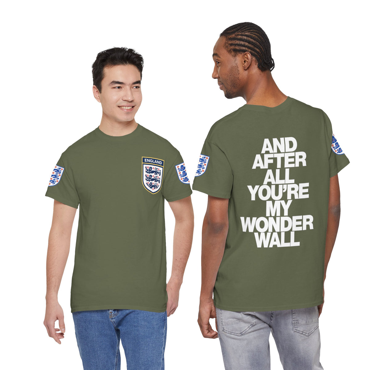 England Football Tee — "And After All You're My Wonderwall" Lyrics Tee
