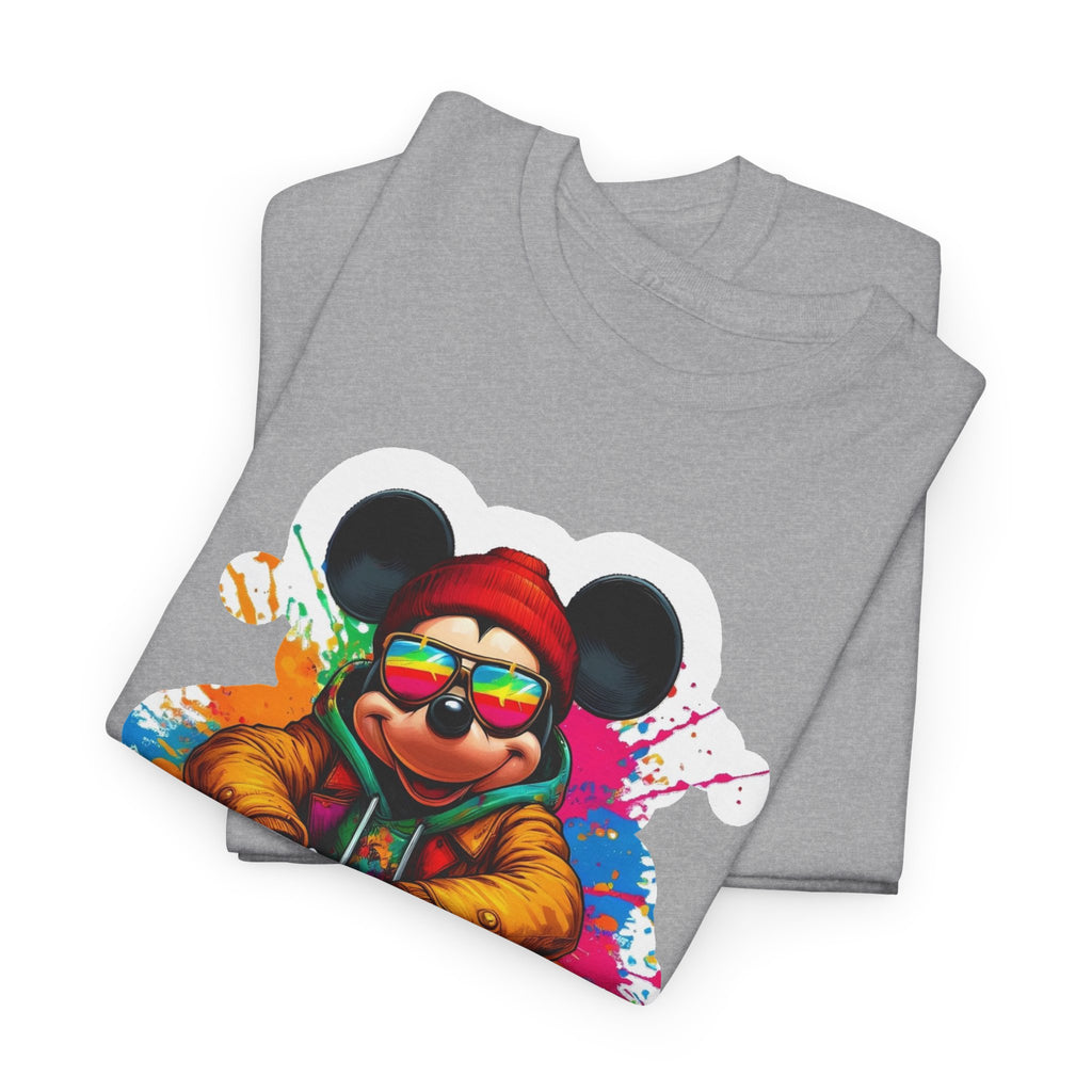Streetwear Mouse Graphic Tee — Colorful Urban Hip-Hop Cartoon Shirt