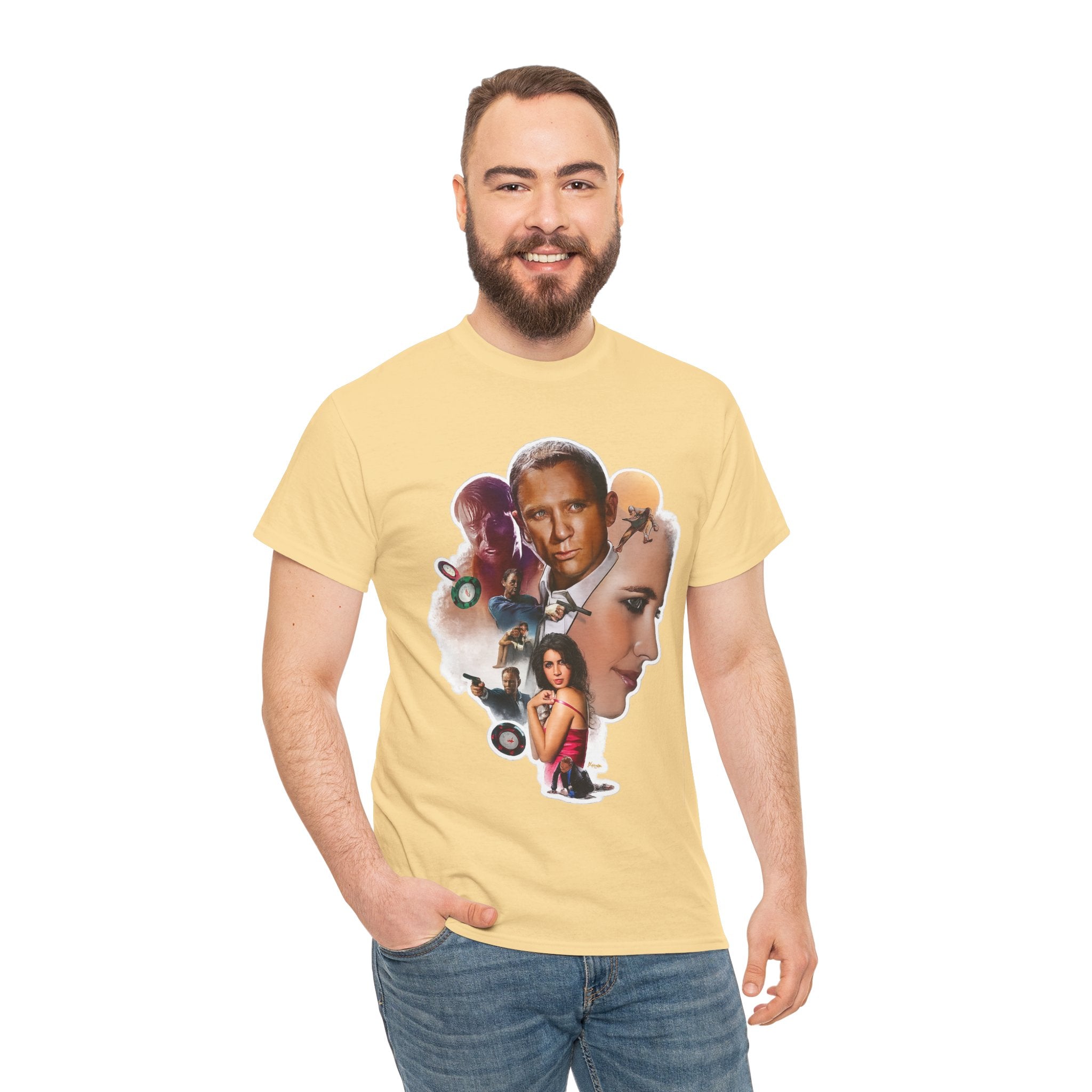 Jame Bond Movie Collage T‑Shirt — Vintage Film Noir Portrait Tee