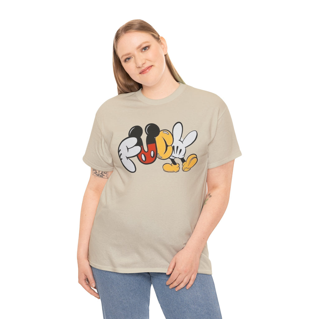F**K Disney Graphic Tee — Playful Cartoon Hands & Shoes Design