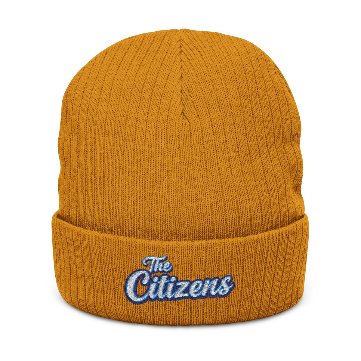 Embroidered 'The Citizens' Ribbed Knit Beanie - Cozy Black Winter Hat