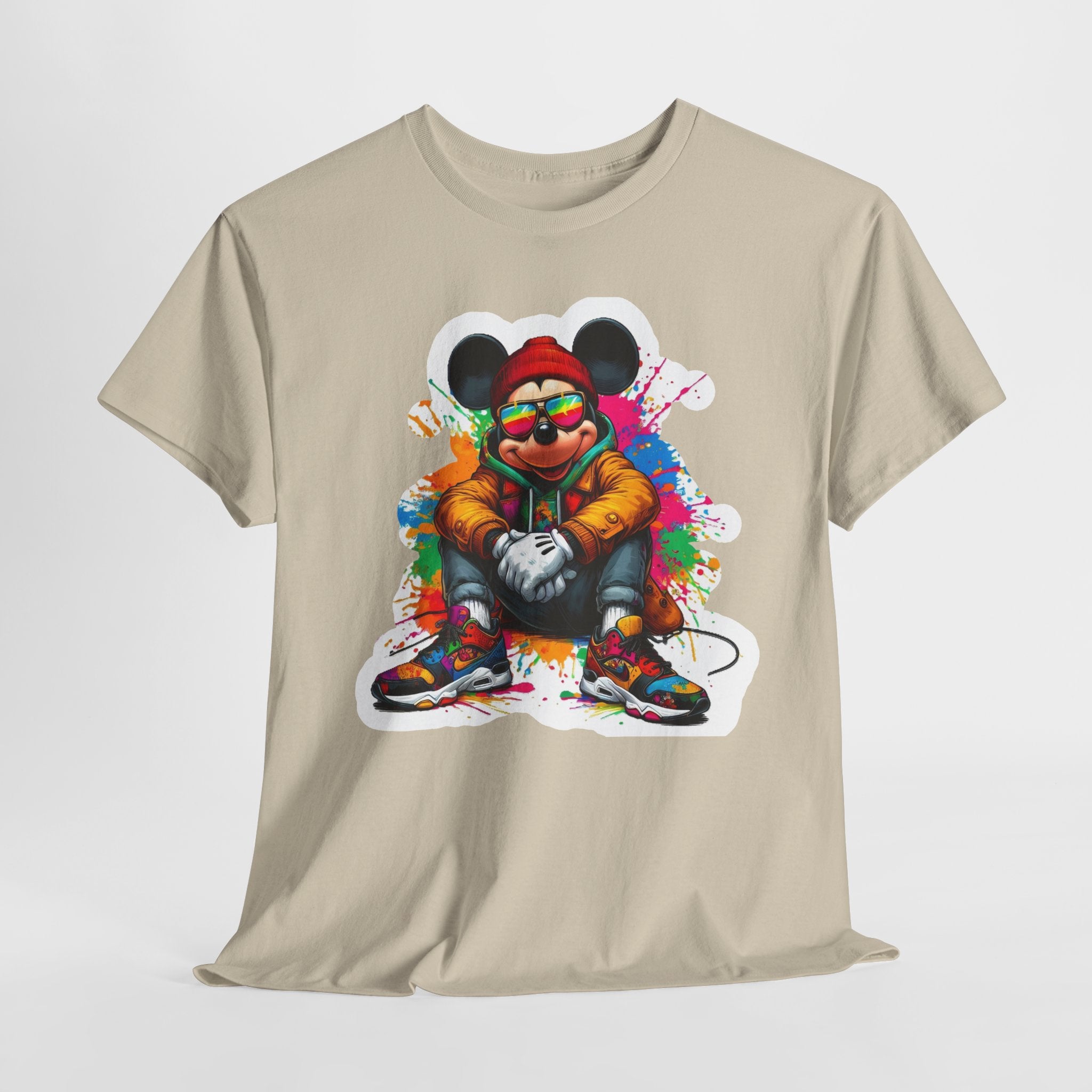 Streetwear Mouse Graphic Tee — Colorful Urban Hip-Hop Cartoon Shirt