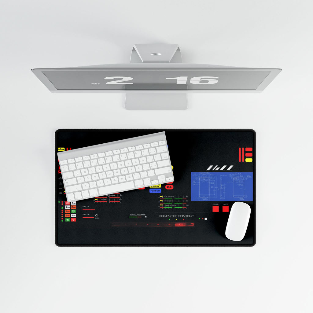 Knight Rider Kitt Dashboard Futuristic Control Panel Desk Mat – Retro HUD Gaming/Workstation Pad
