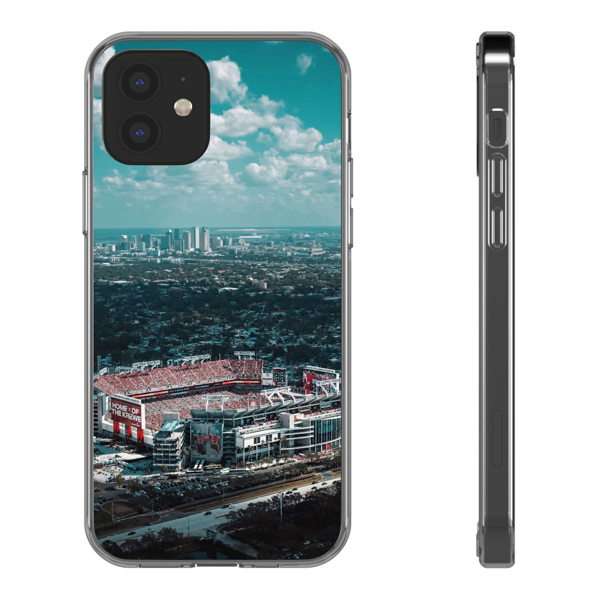 Tampa Bay Raymond James Stadium Clear Phone Case — Aerial City Stadium Design