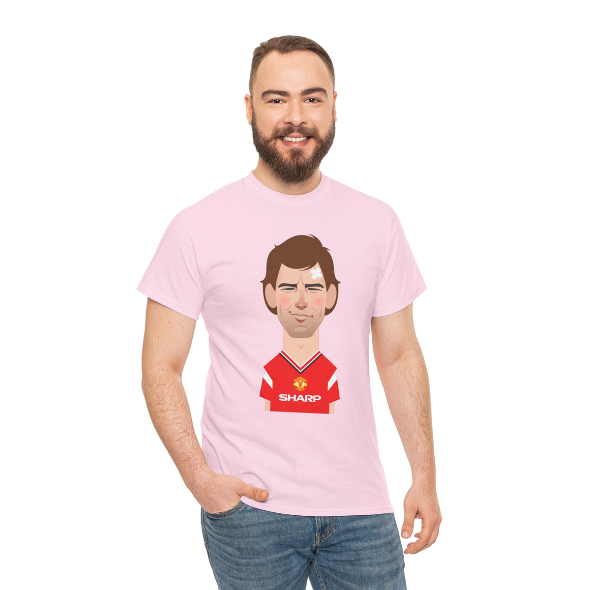 Bryan Robson Manchester United Legend Portrait Cotton T-Shirt