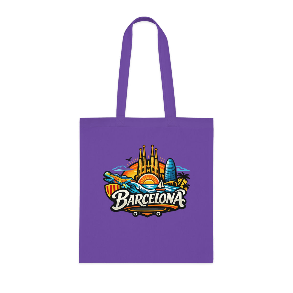 Barcelona Skyline Cotton Tote — Souvenir Travel Beach Bag