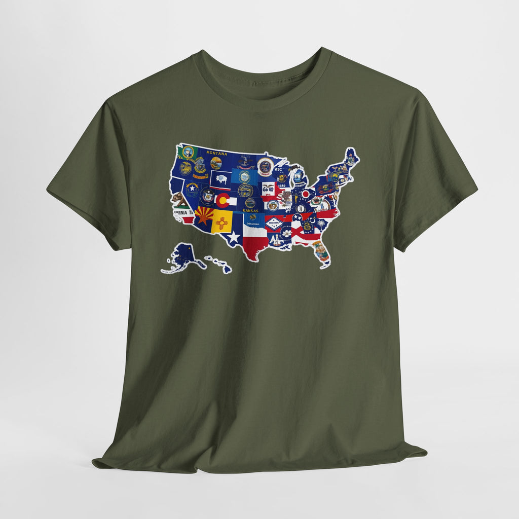 USA Map Flag T-Shirt — United States State Flag Map Tee