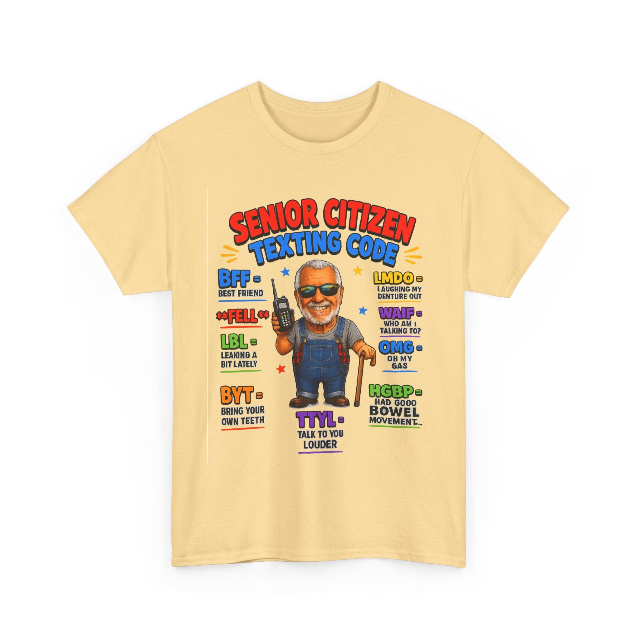 Senior Citizen Texting Code T-Shirt — Funny Grandpa Grandma Retirement Gift