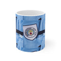 Manchester City 90's Blue Football Jersey Pattern Mug — 11oz & 15oz Ceramic Coffee Cup