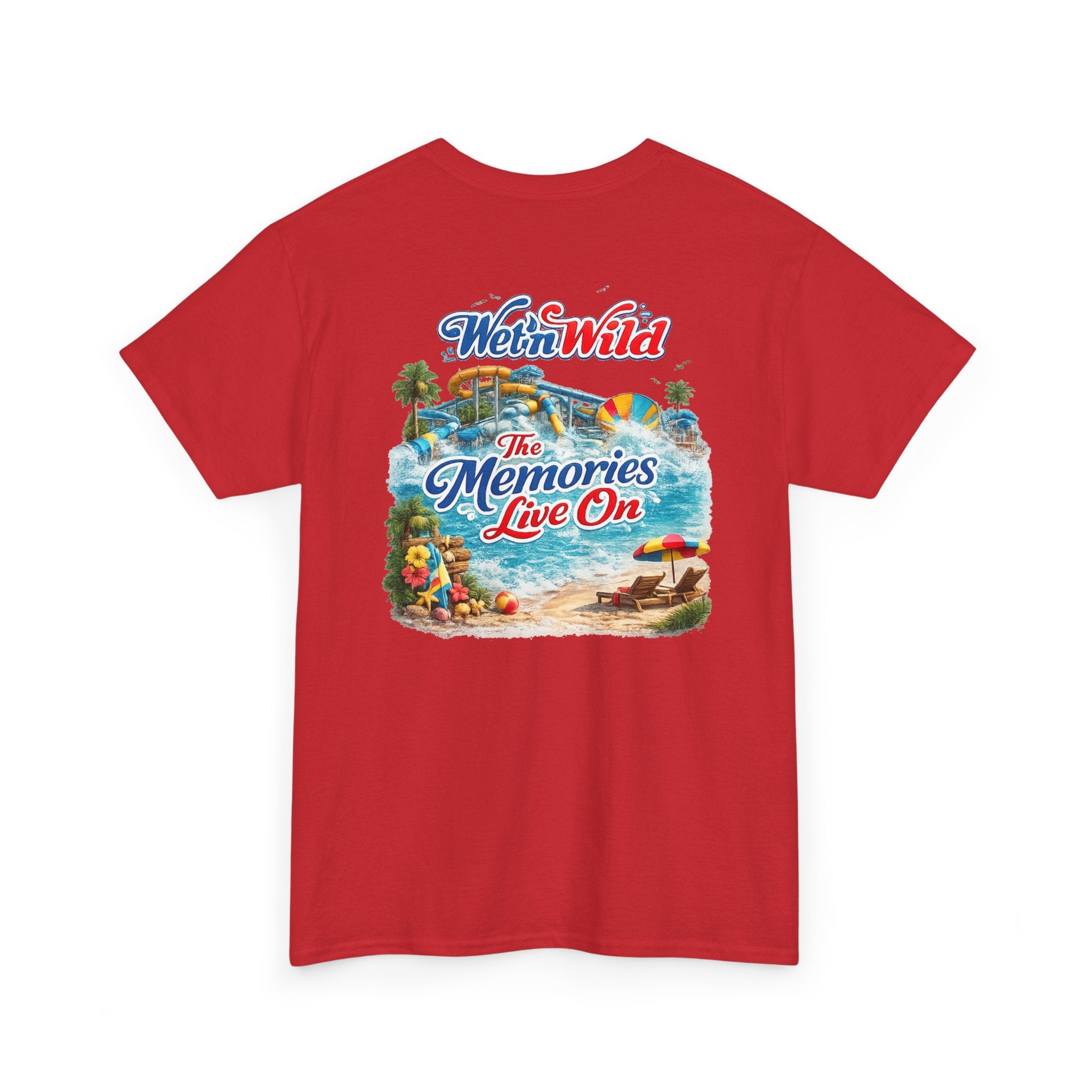 Wet'n Wild Beach Tee — "The Memories Live On" Retro Island Graphic Shirt