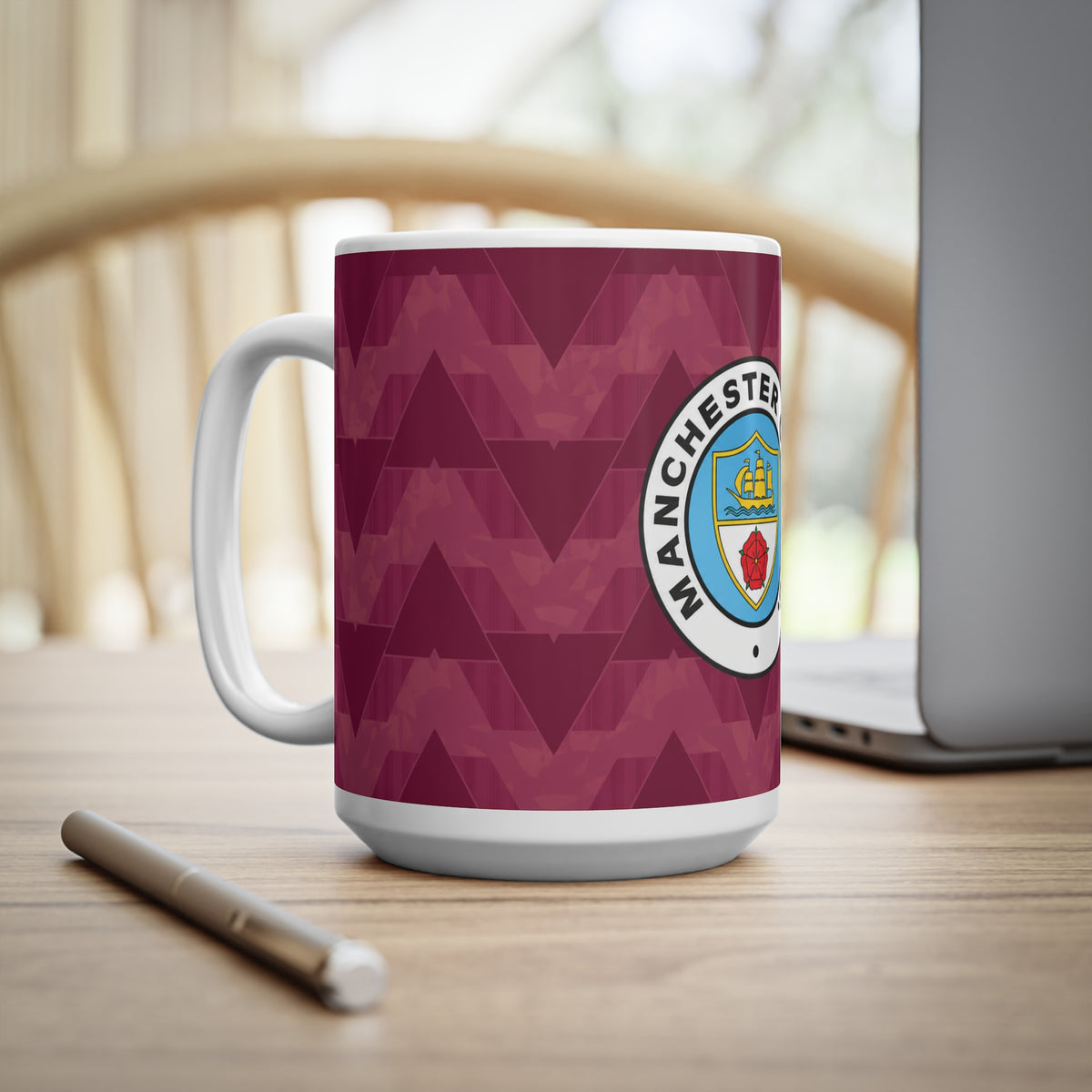 Manchester City Retro Kit / Badge Ceramic Coffee Mug — 11oz & 15oz Fan Gift