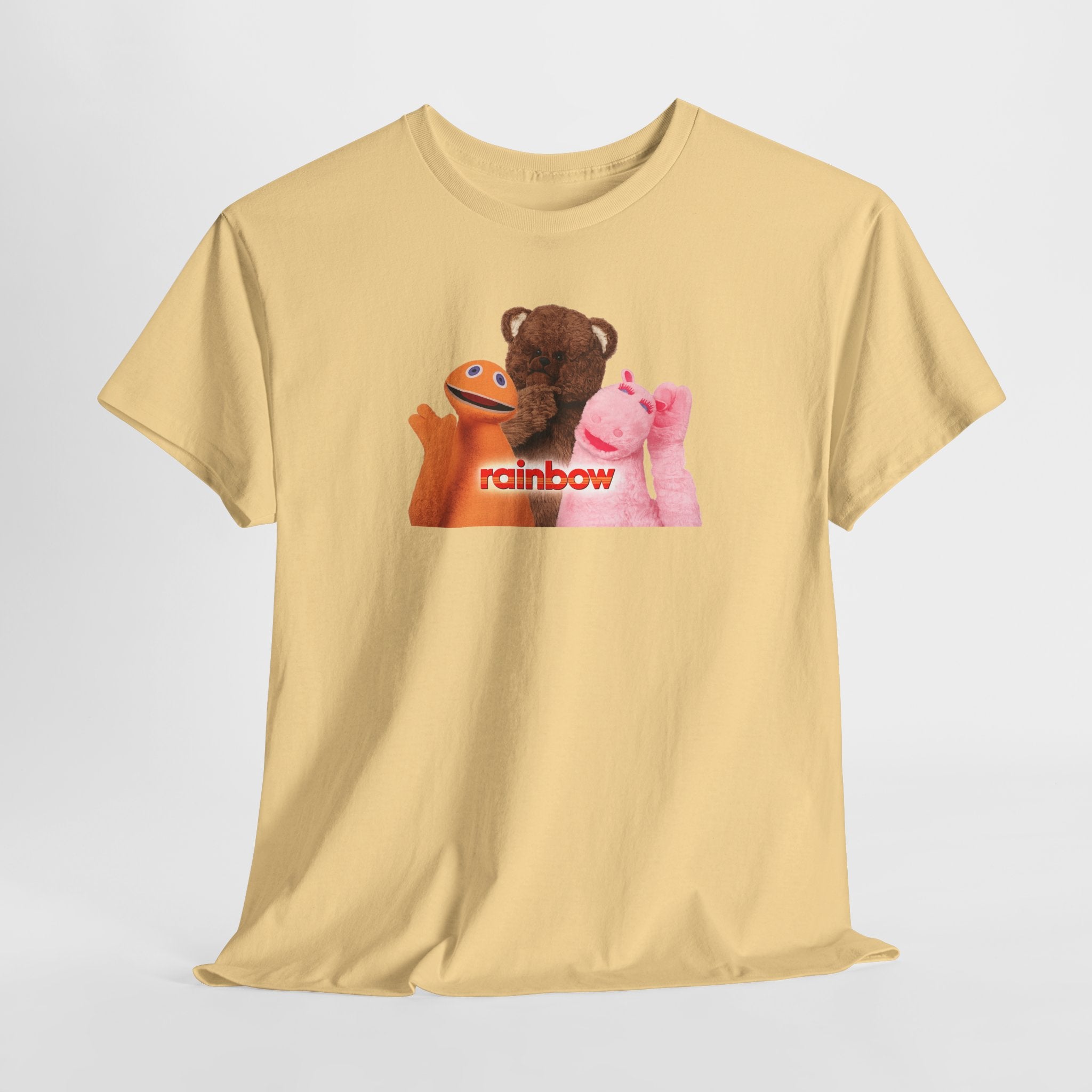 Rainbow Kids TV Zippy, George and Bungle Puppets T-Shirt — Cute Teddy & Hand Puppets Graphic Tee