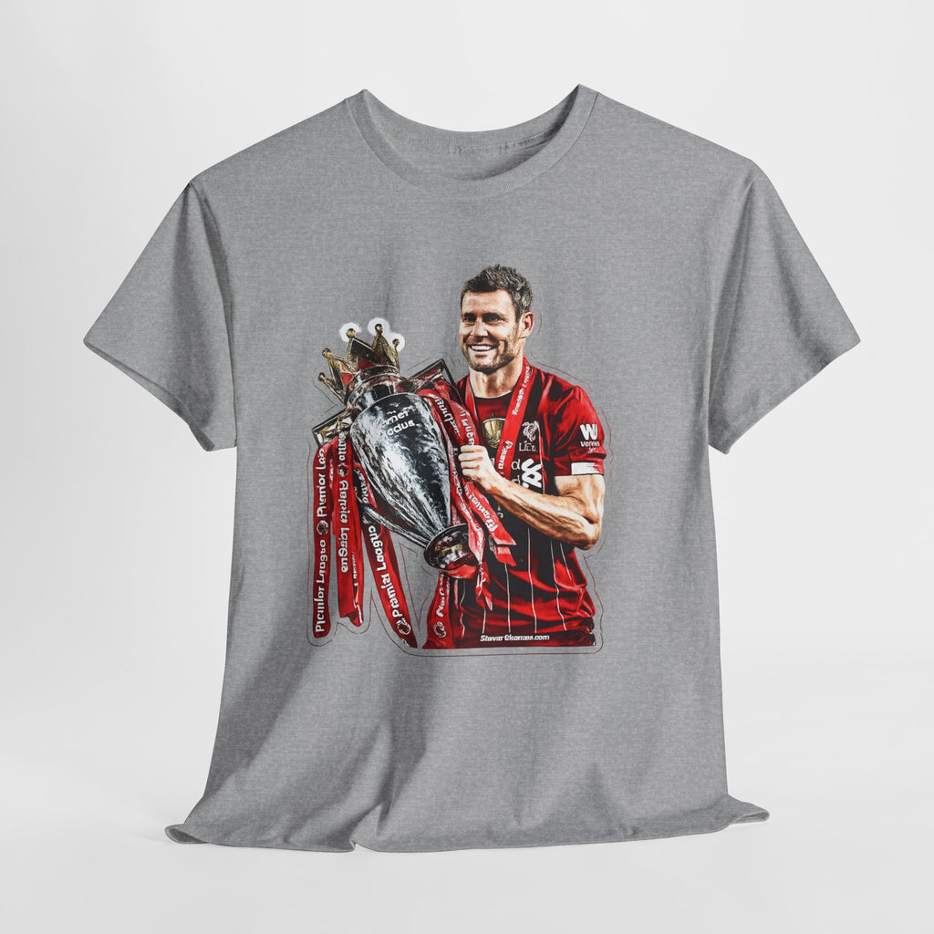 James Milner Liverpool Premier League Champion Trophy T-Shirt — Player Holding Premier Trophy