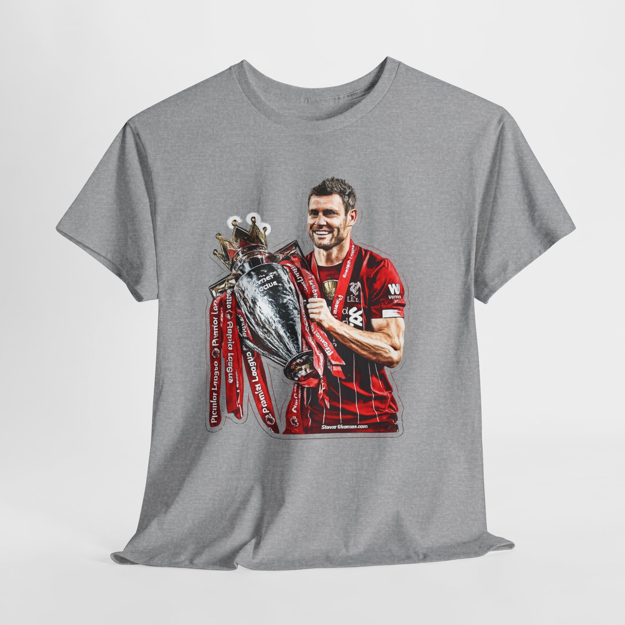 James Milner Liverpool Premier League Champion Trophy T-Shirt — Player Holding Premier Trophy