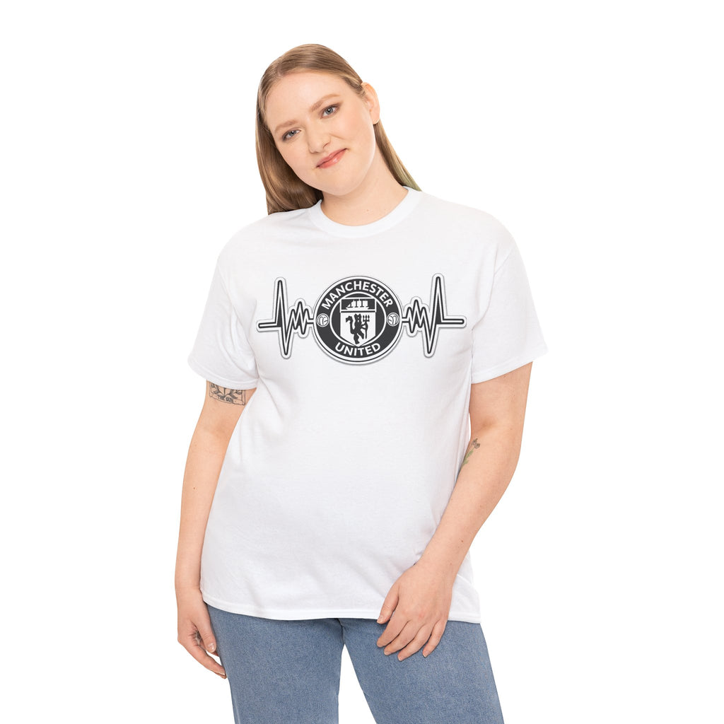 Manchester United Inspired Heartbeat T‑Shirt — Football Fan Pulse Tee