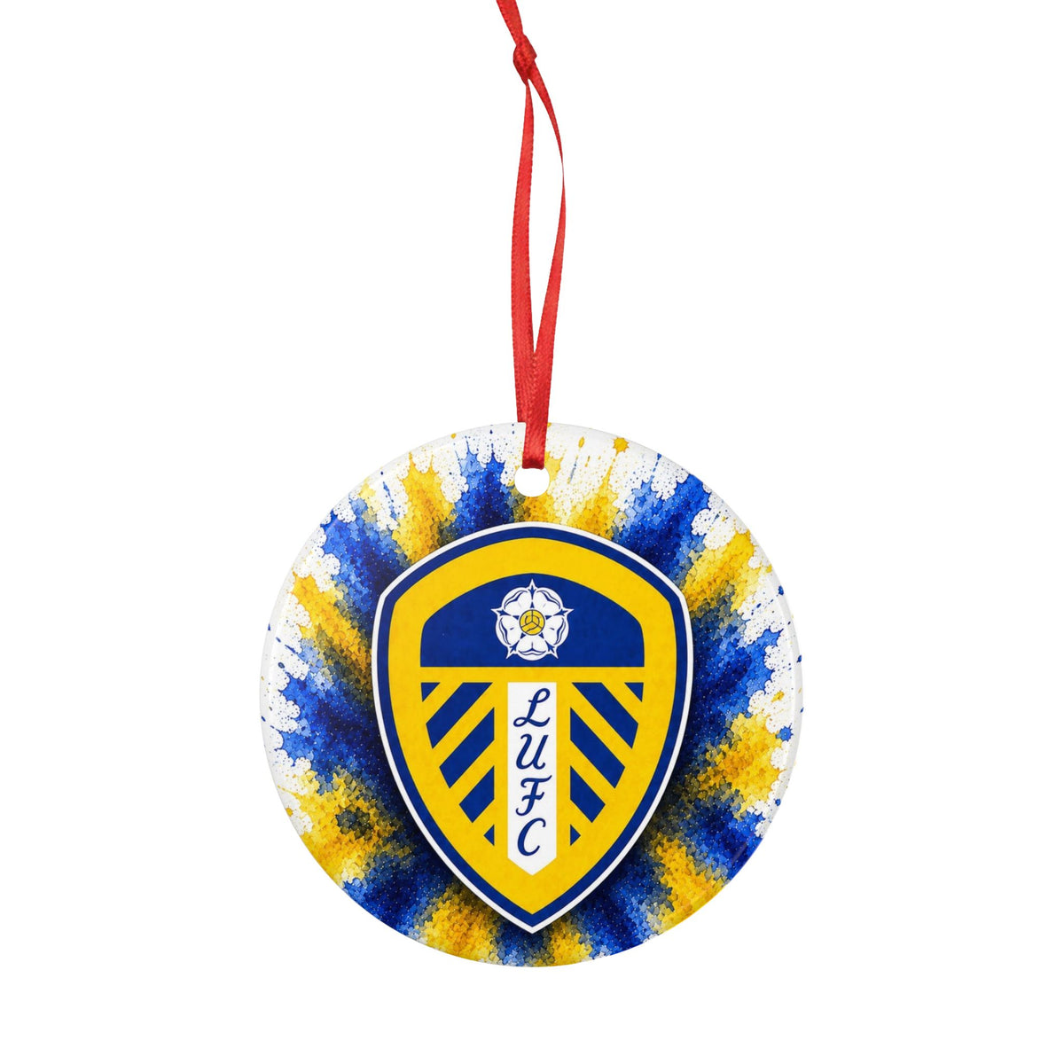 Leeds United Crest Ceramic Ornament – Double-Sided Football Club Holiday Decoration