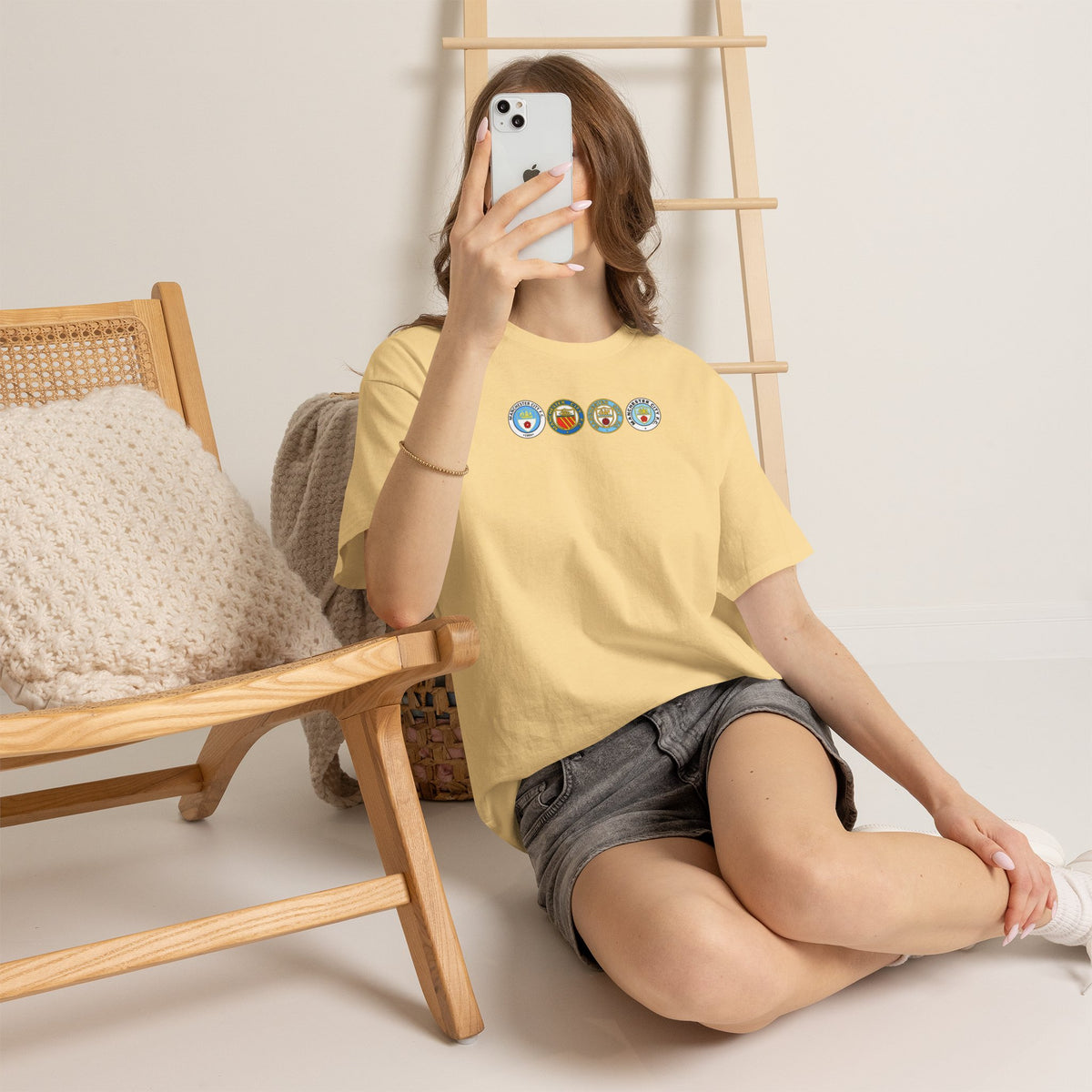 Man City Retro Crest Inspired Cotton T-Shirt