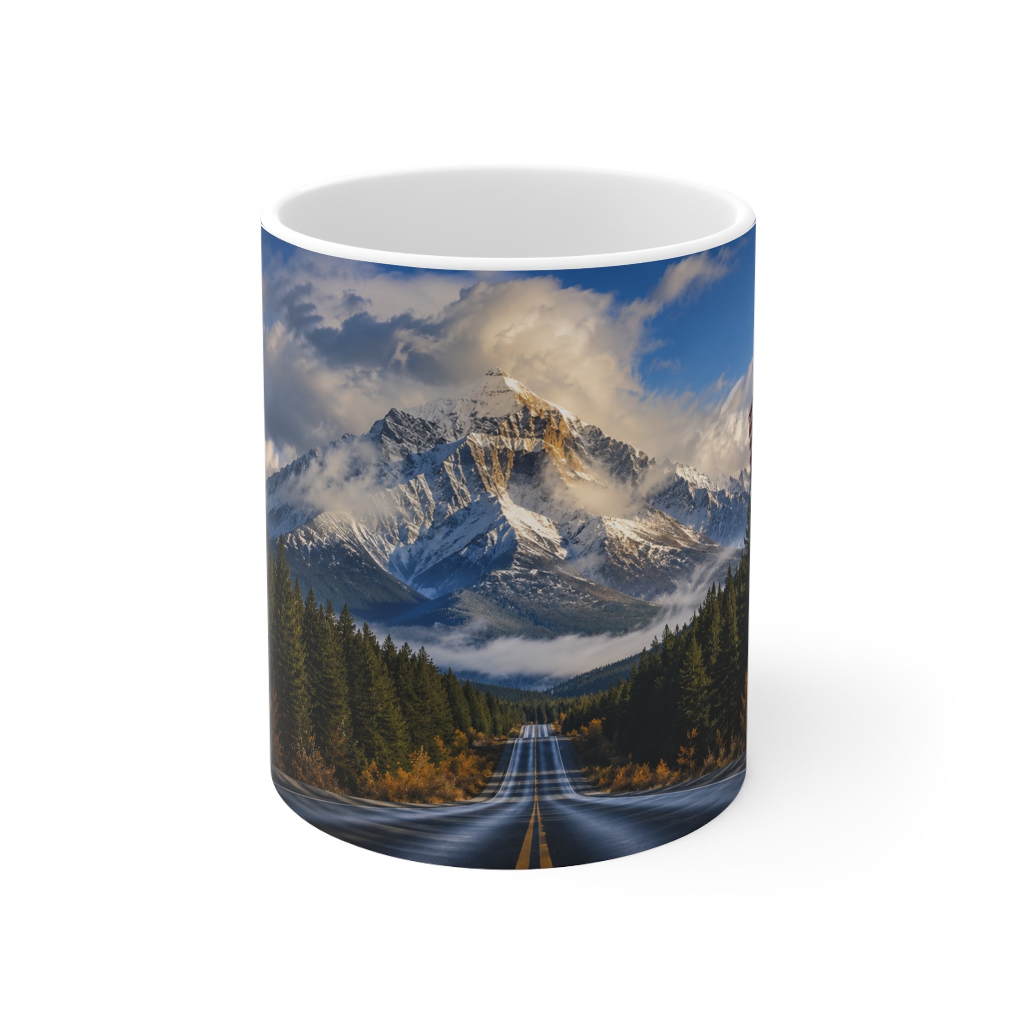 Scenic US Mountain Road Ceramic Coffee Mug — 11oz & 15oz