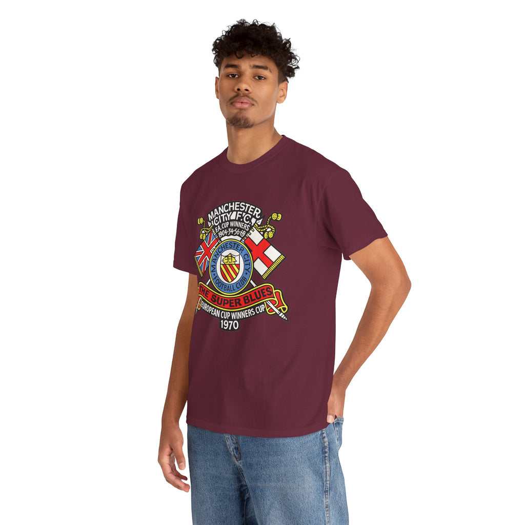 Manchester City Vintage Crest Tee — 'The Super Blues' 1970 European Cup Winners
