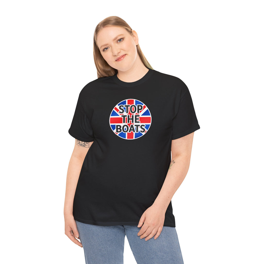 Stop The Boats Union Jack Protest Cotton T-Shirt / Tee