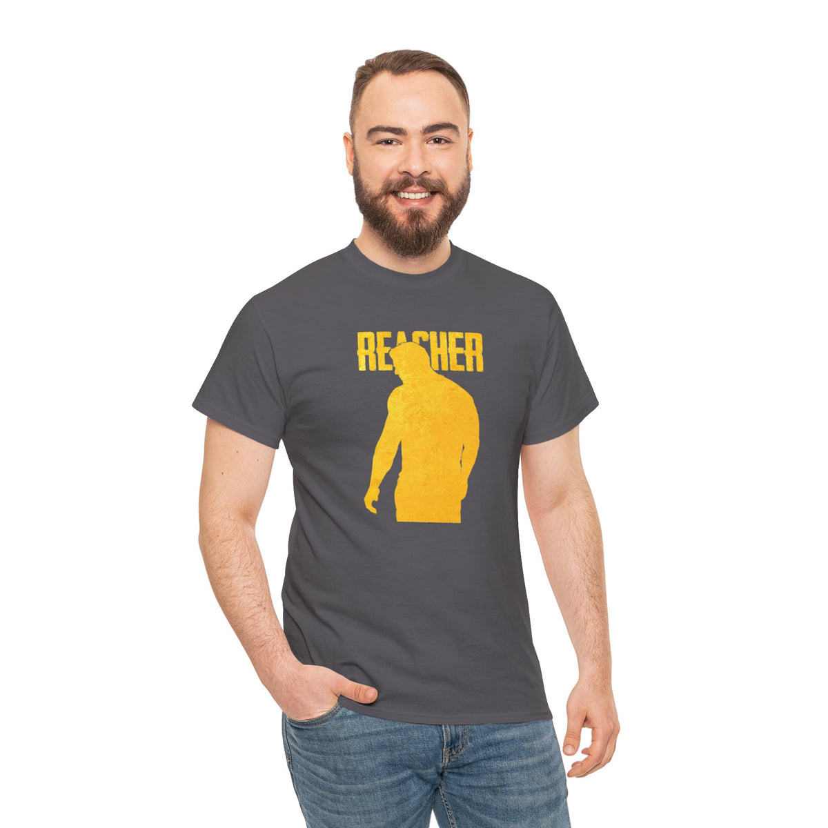 Reacher Silhouette Tee – Bold Yellow Graphic Shirt