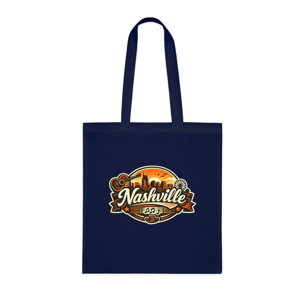 Nashville Retro Badge Tote Bag — Music City Souvenir Cotton Tote