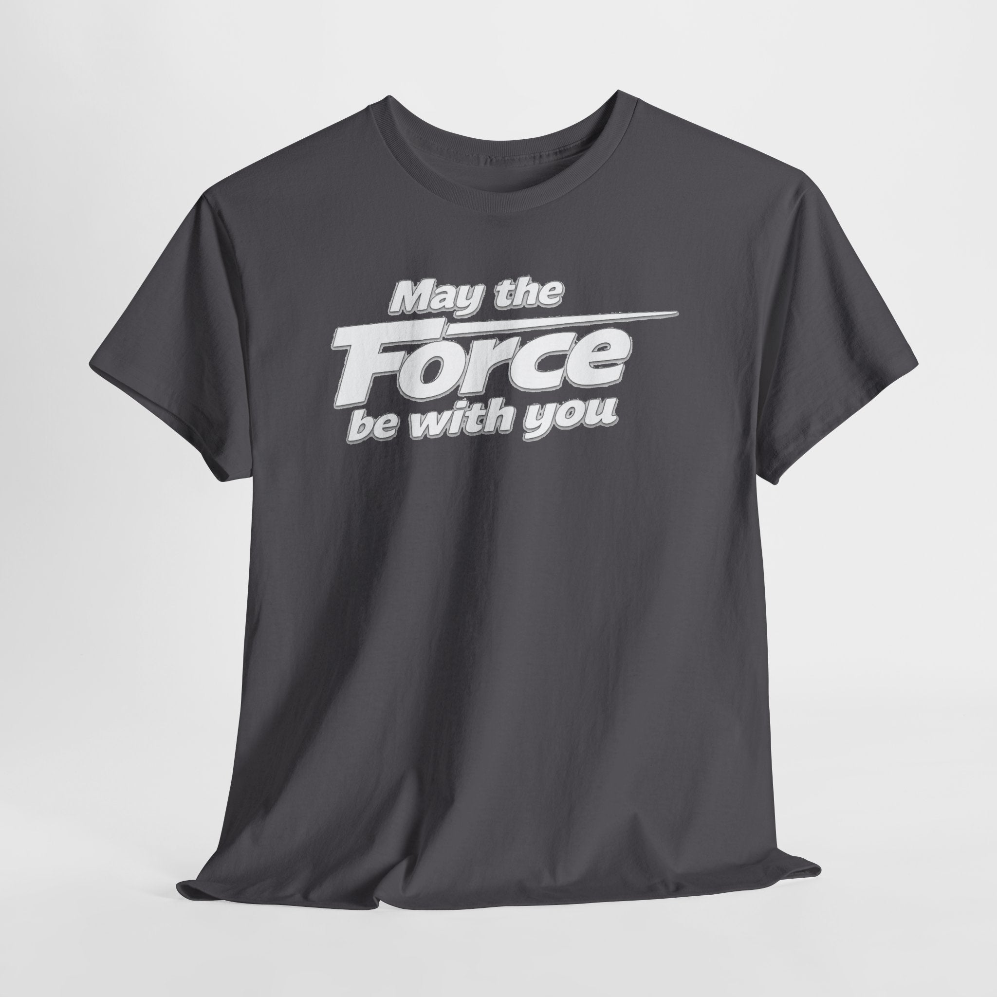 "May the Force Be With You" Retro Embossed Graphic T‑Shirt —