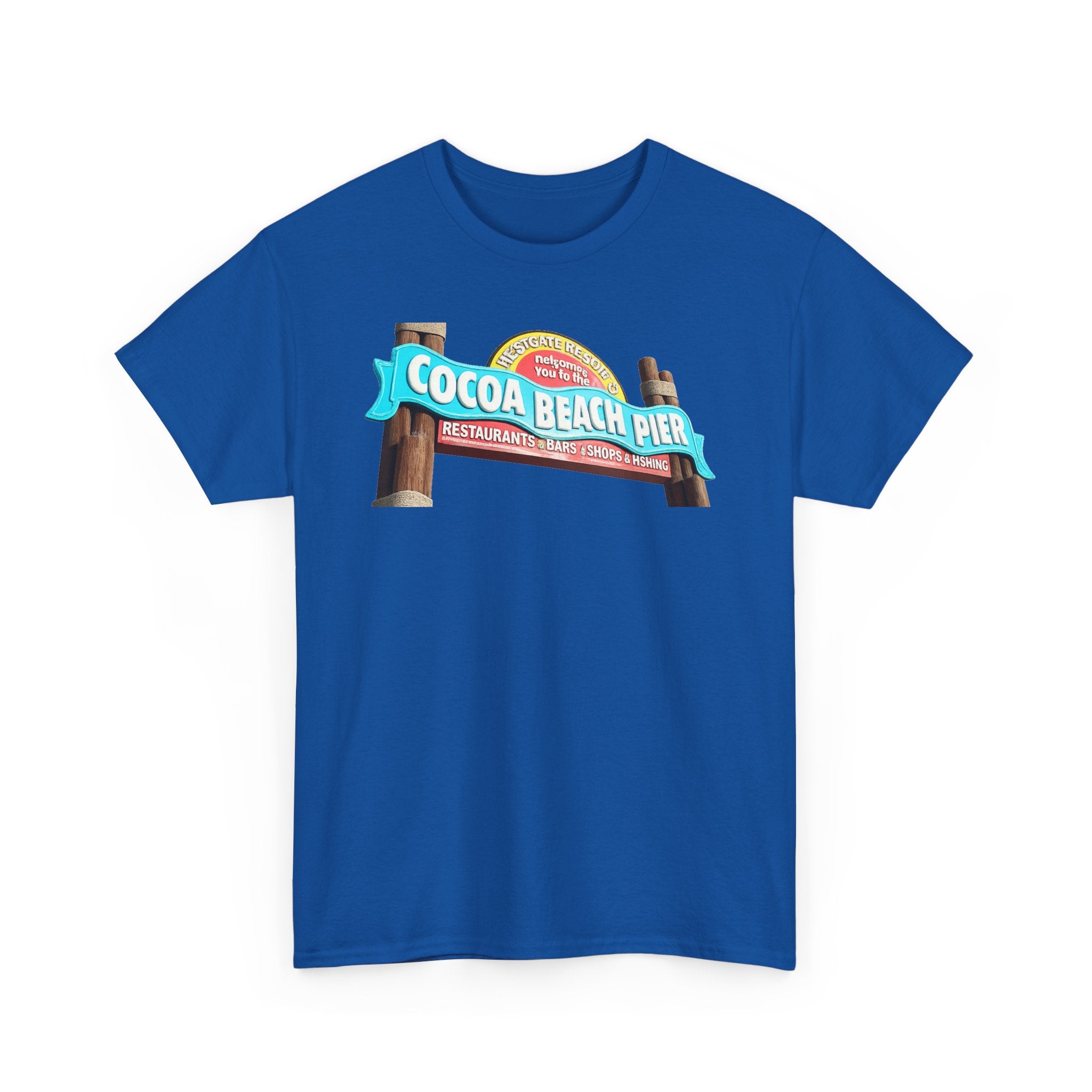 Cocoa Beach Pier T‑Shirt — Retro Beach Sign Vacation Tee