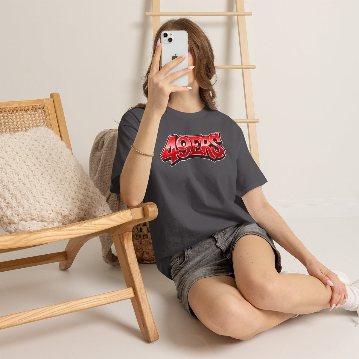 T-Shirt — '49ERS' Red Graffiti Sports Logo Tee