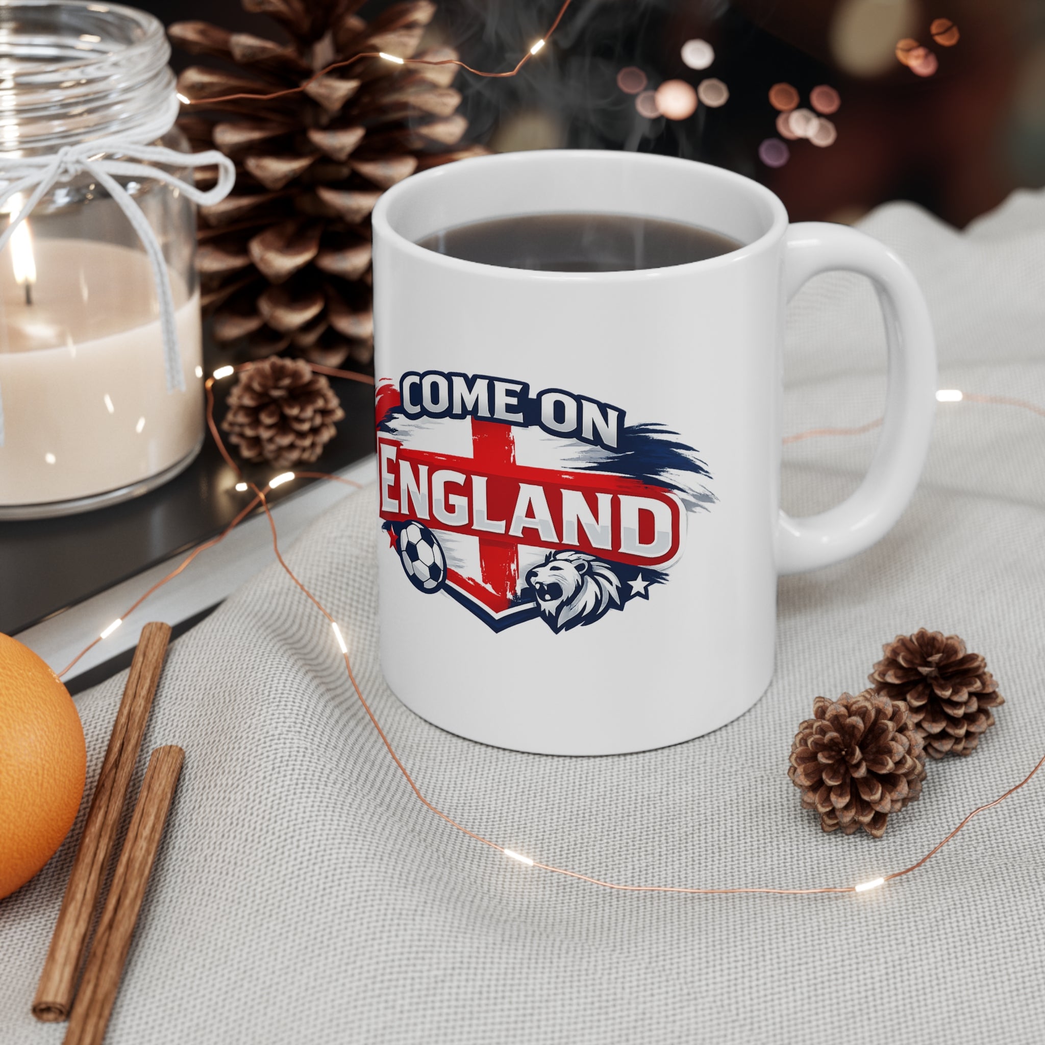 Come On England Soccer Fan Mug — 11oz & 15oz Ceramic Football Supporter Cup