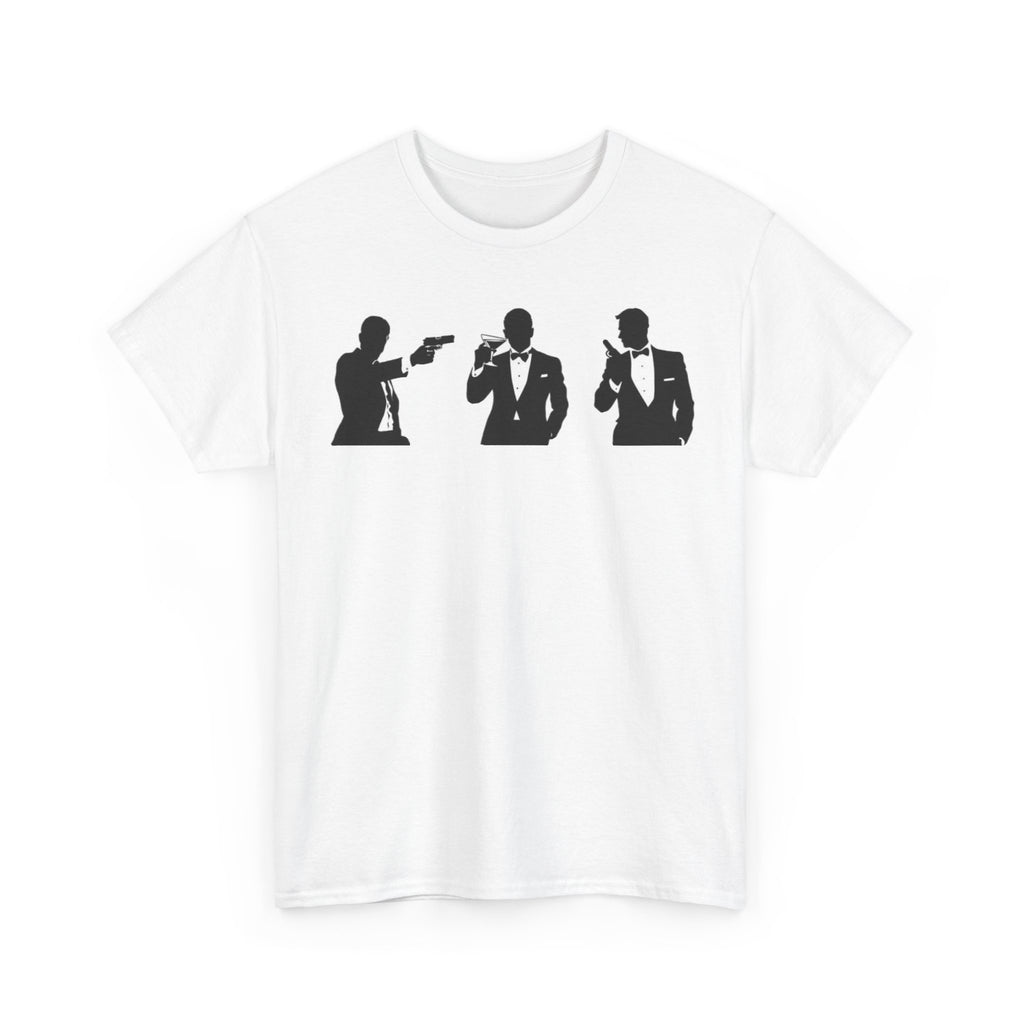 Bond in Suits Silhouette Tee — Classic James Bond Tuxedo Graphic Shirt